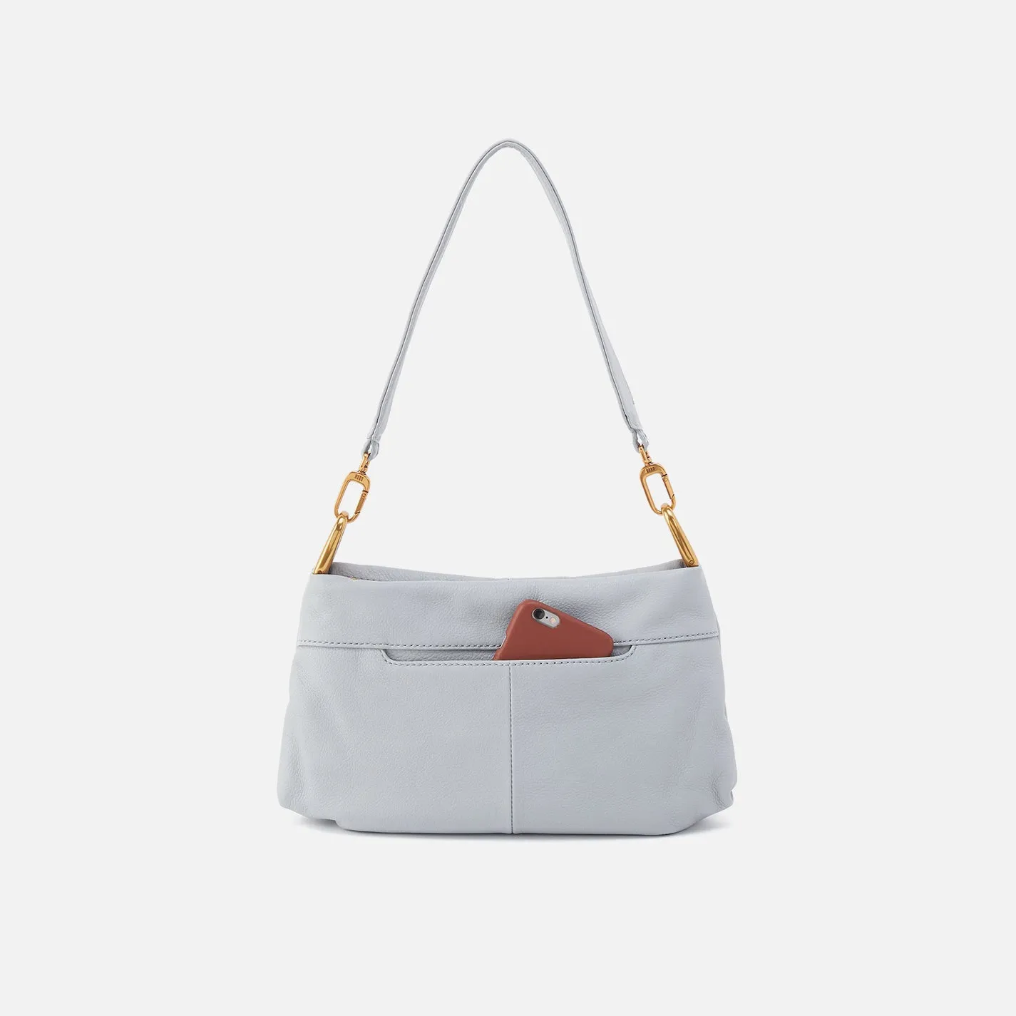 Advance Shoulder Bag In Pebbled Leather - Blue Pearl