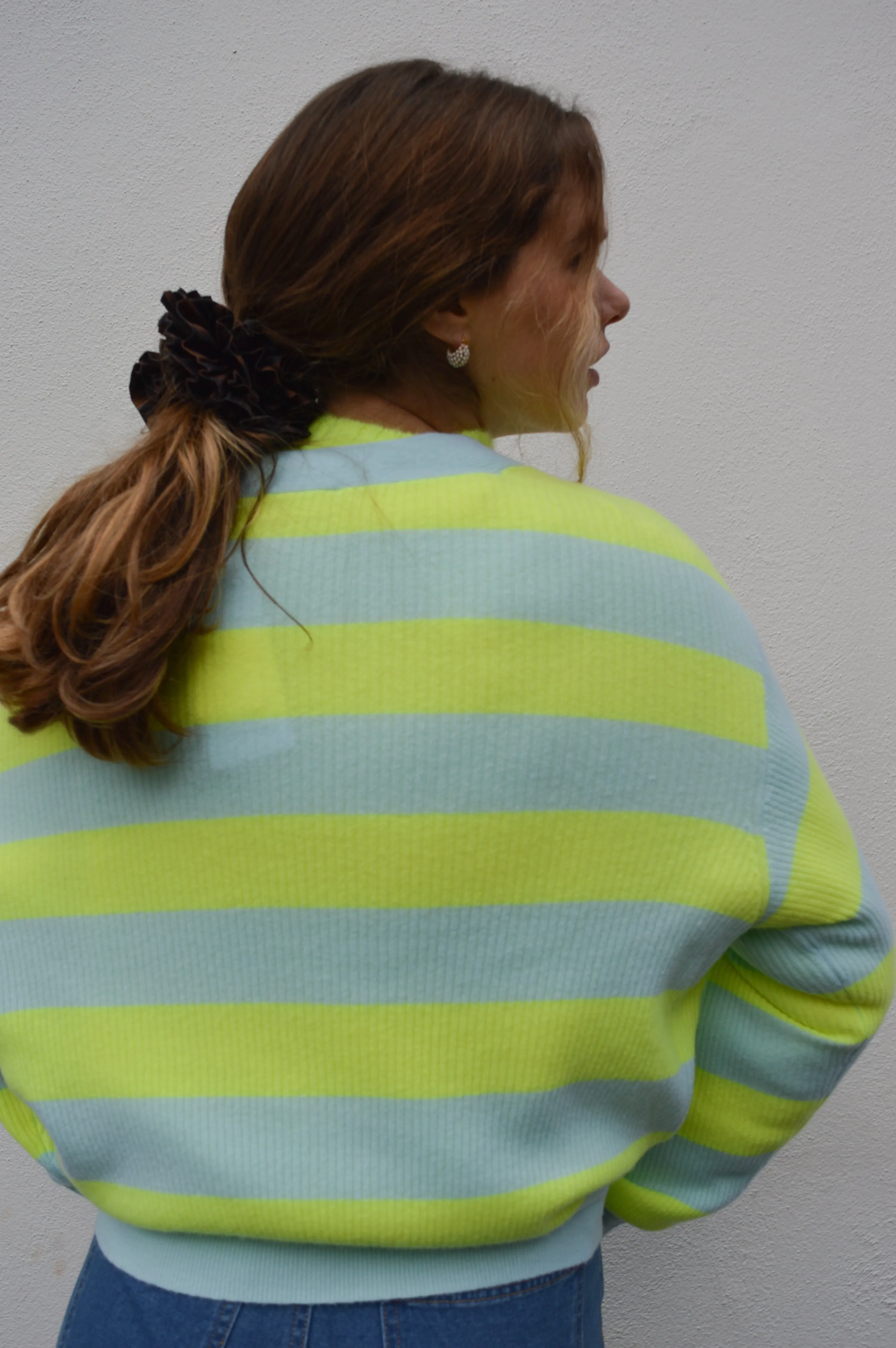 American Vintage Raxow Neon Yellow Crystal Striped Cardigan