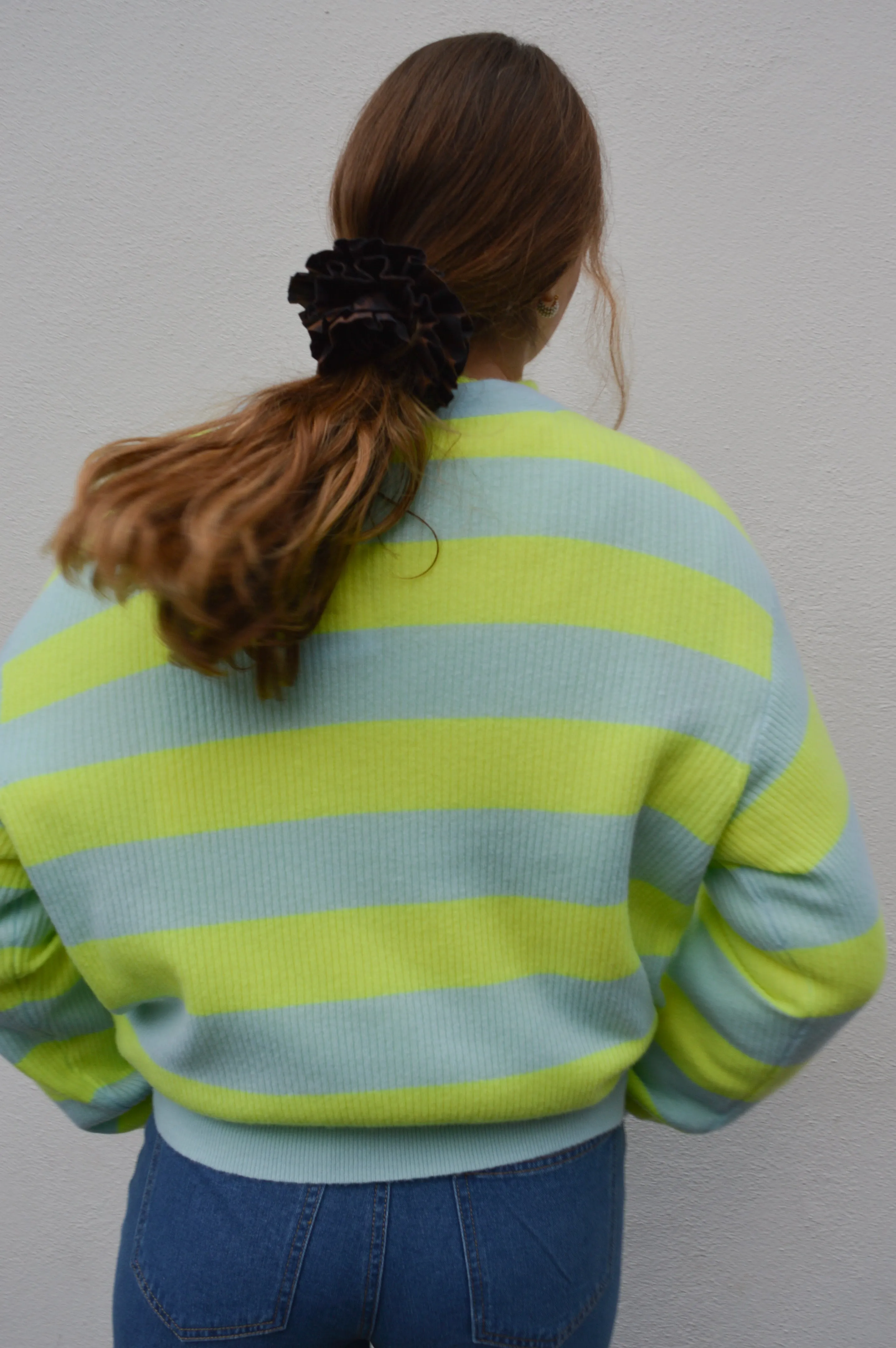 American Vintage Raxow Neon Yellow Crystal Striped Cardigan