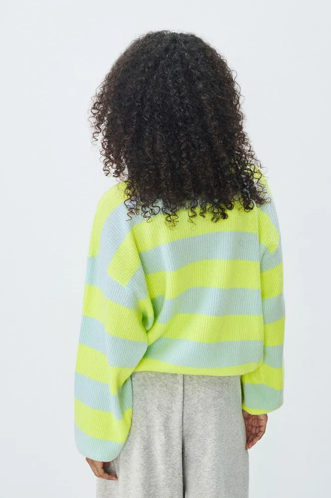 American Vintage Raxow Neon Yellow Crystal Striped Cardigan