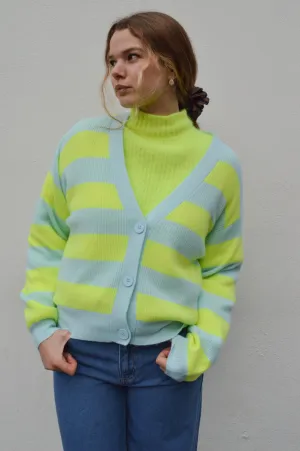 American Vintage Raxow Neon Yellow Crystal Striped Cardigan