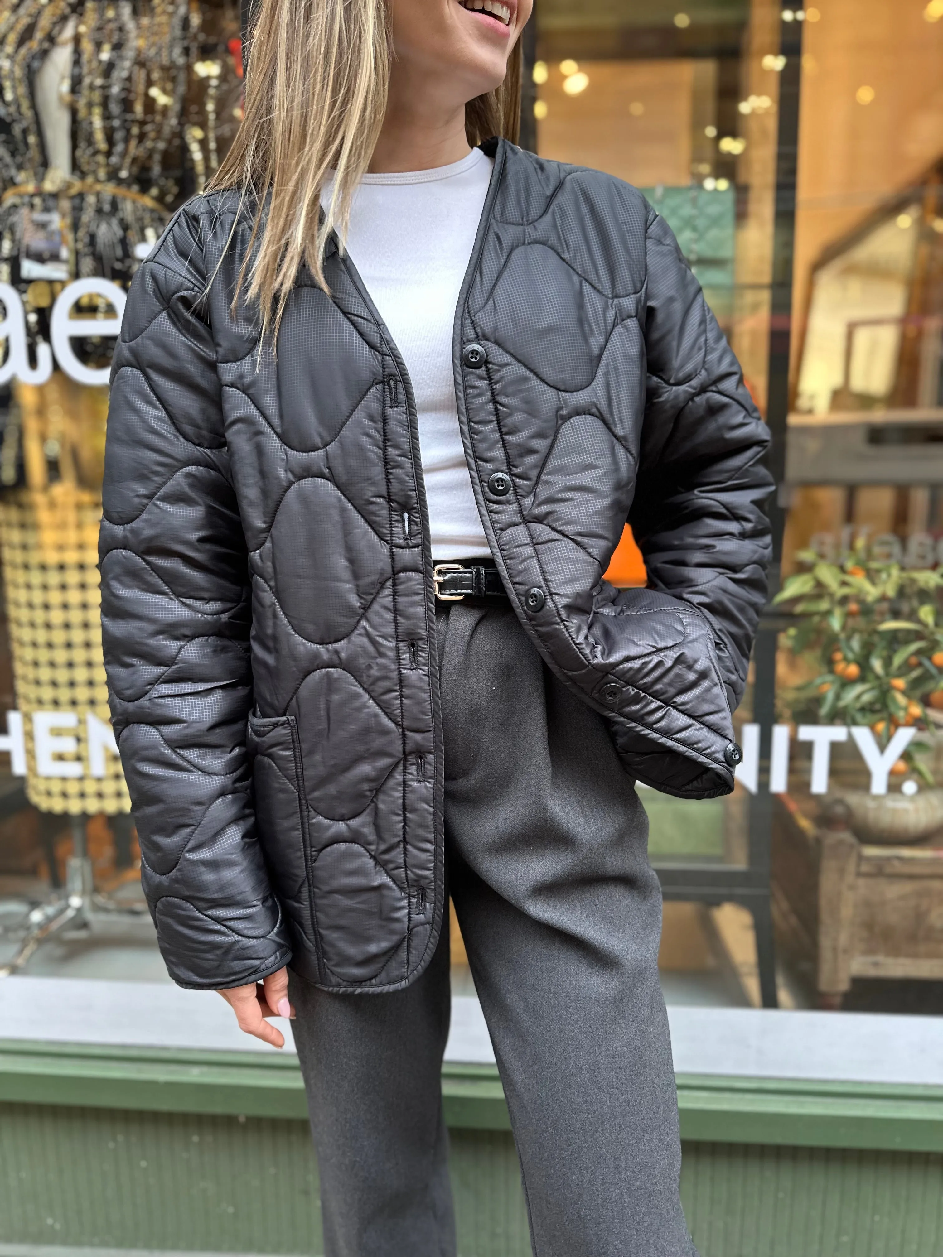 Anine Bing Black Quilted Jacket - Size Large