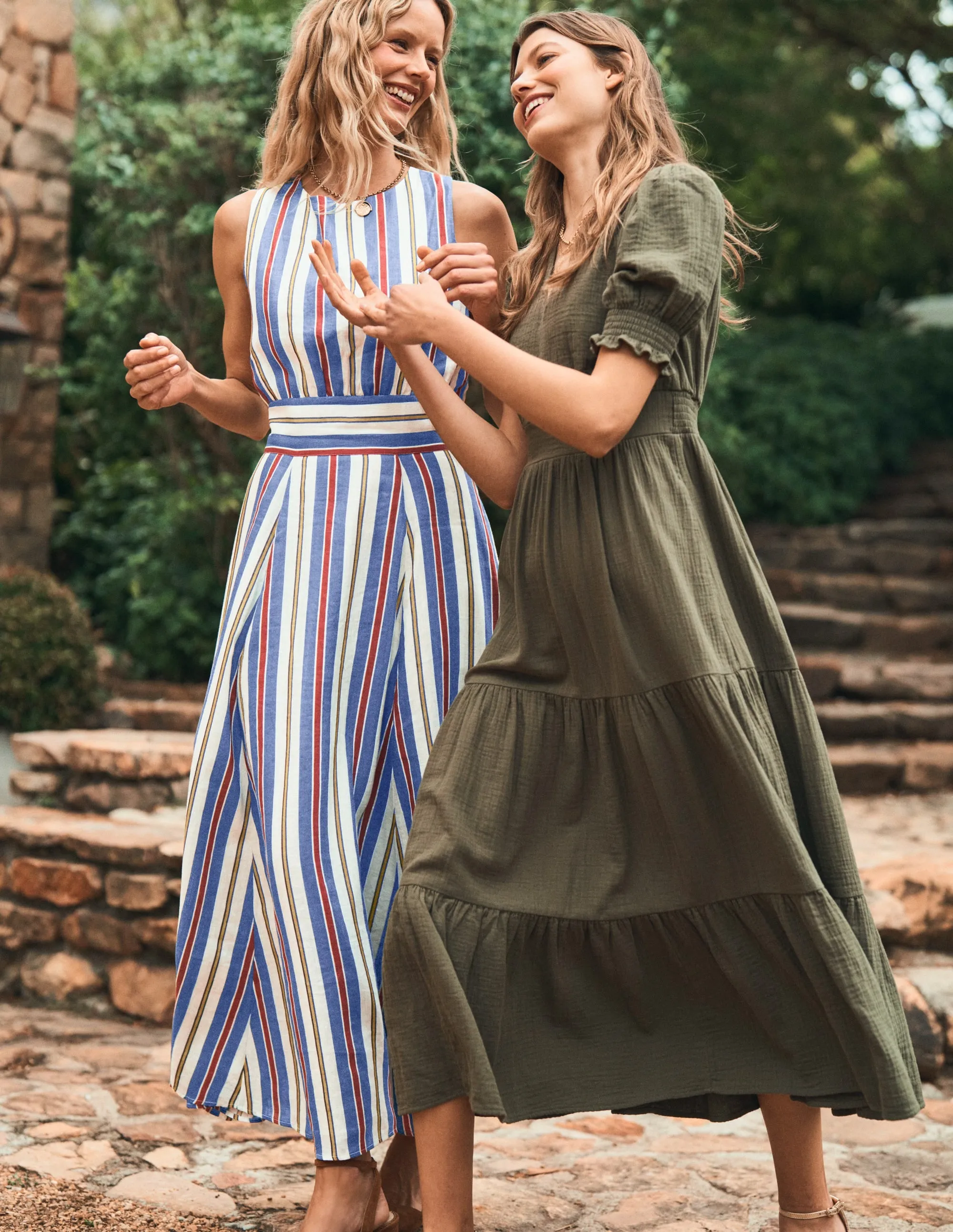 Anna Double Cloth Midi Dress-Woodland Green