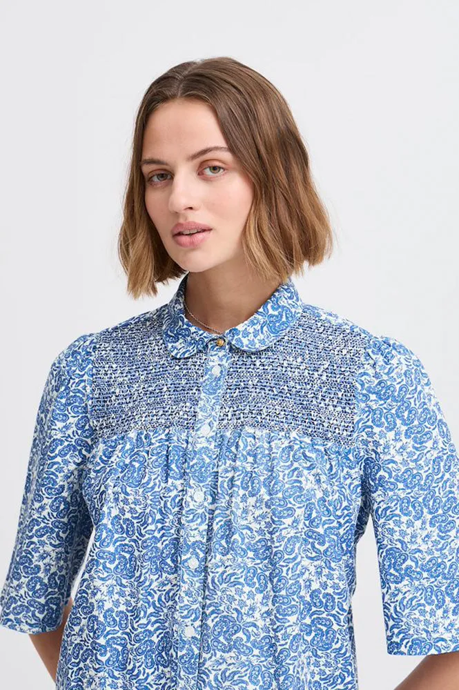 Atelier Reve Noie Blue Shirt Sleeved Blouse