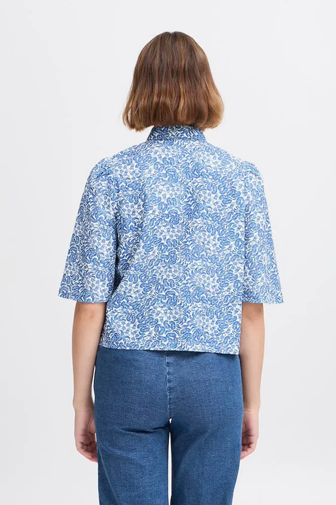 Atelier Reve Noie Blue Shirt Sleeved Blouse