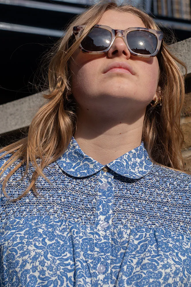 Atelier Reve Noie Blue Shirt Sleeved Blouse