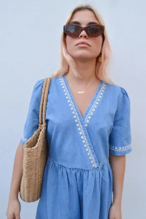 Atelier Rêve Tawny Denim Embroidered Dress