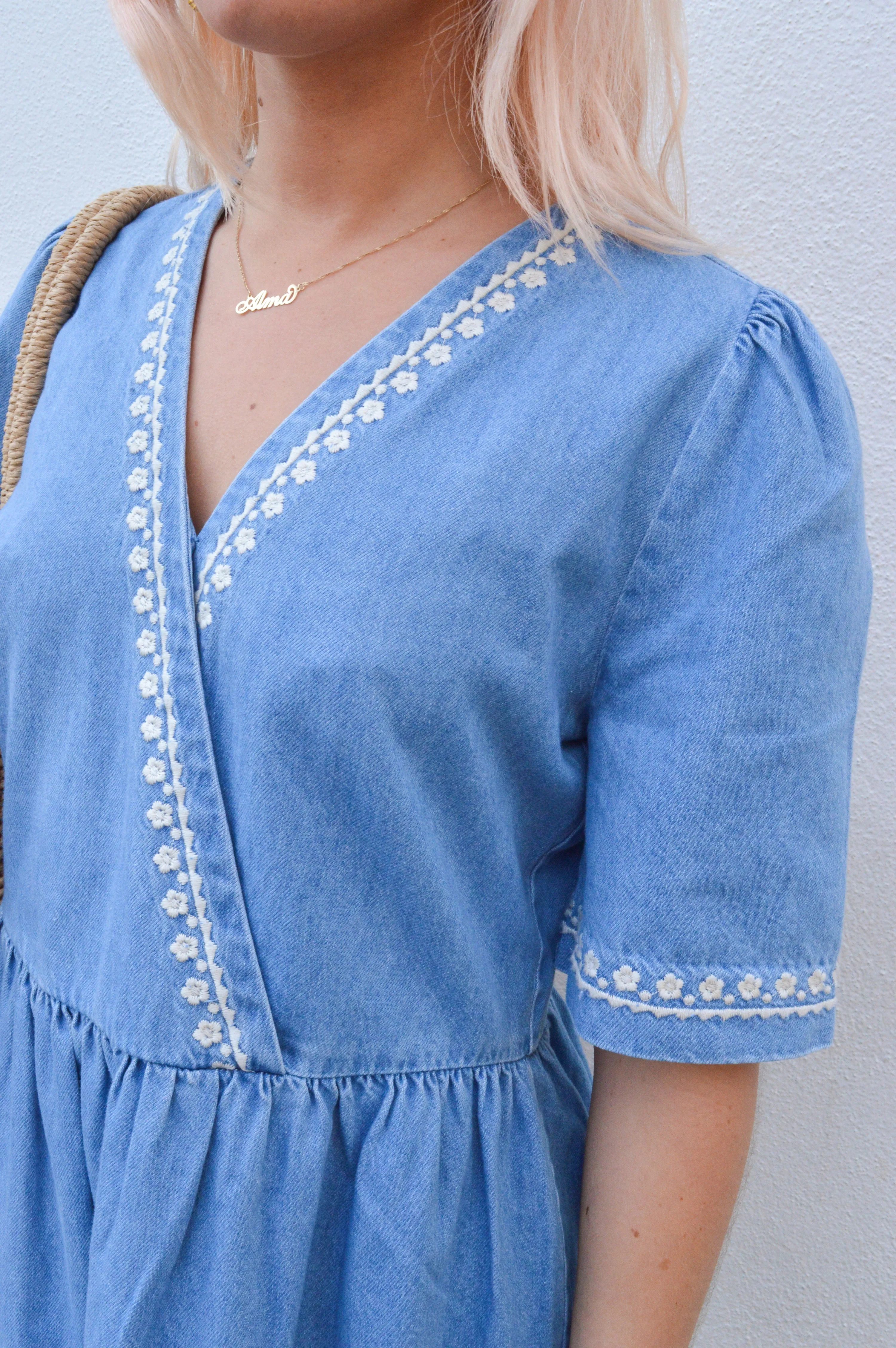 Atelier Rêve Tawny Denim Embroidered Dress