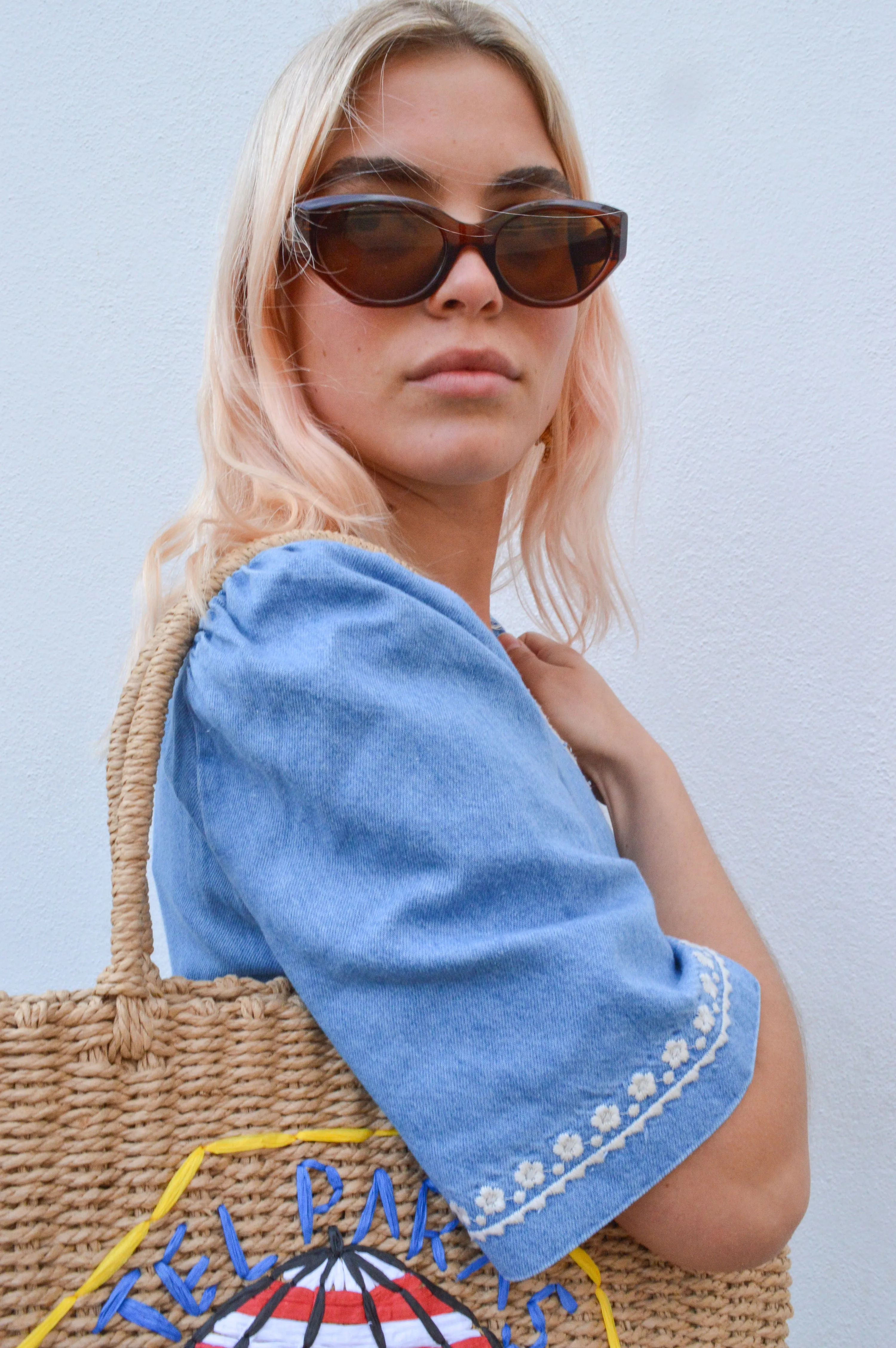 Atelier Rêve Tawny Denim Embroidered Dress