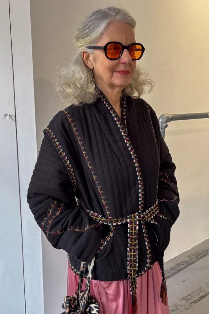 Ba&sh Cliago Black Embroidered Quilted Jacket