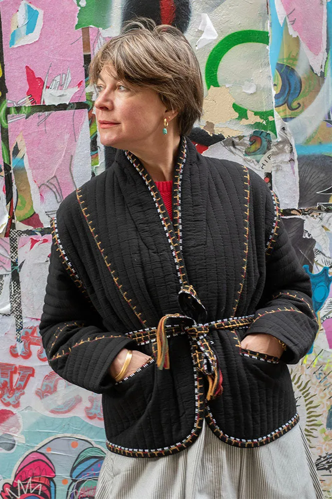 Ba&sh Cliago Black Embroidered Quilted Jacket