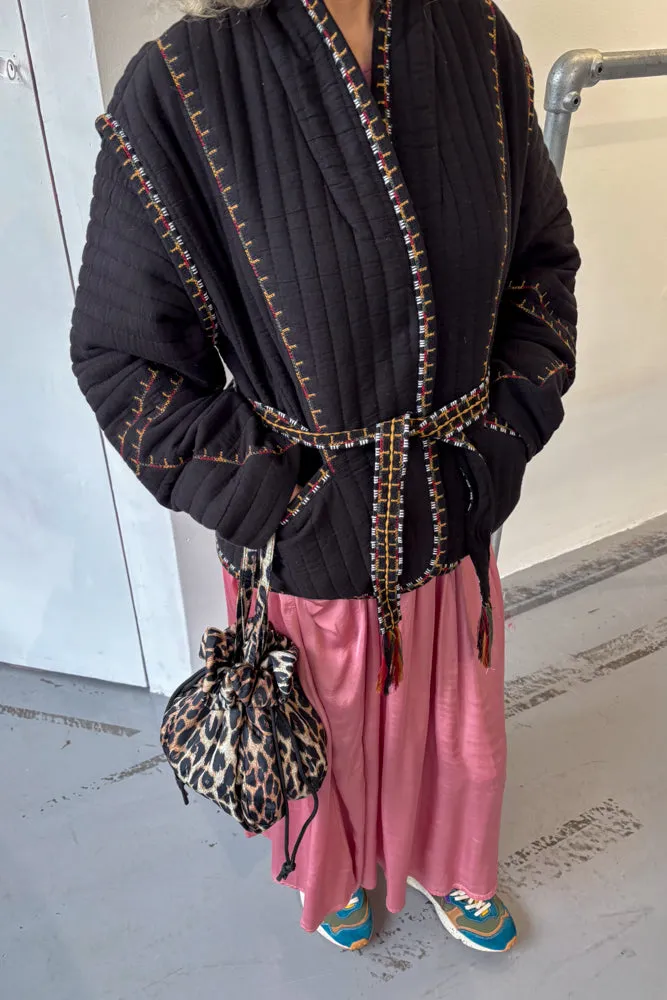 Ba&sh Cliago Black Embroidered Quilted Jacket