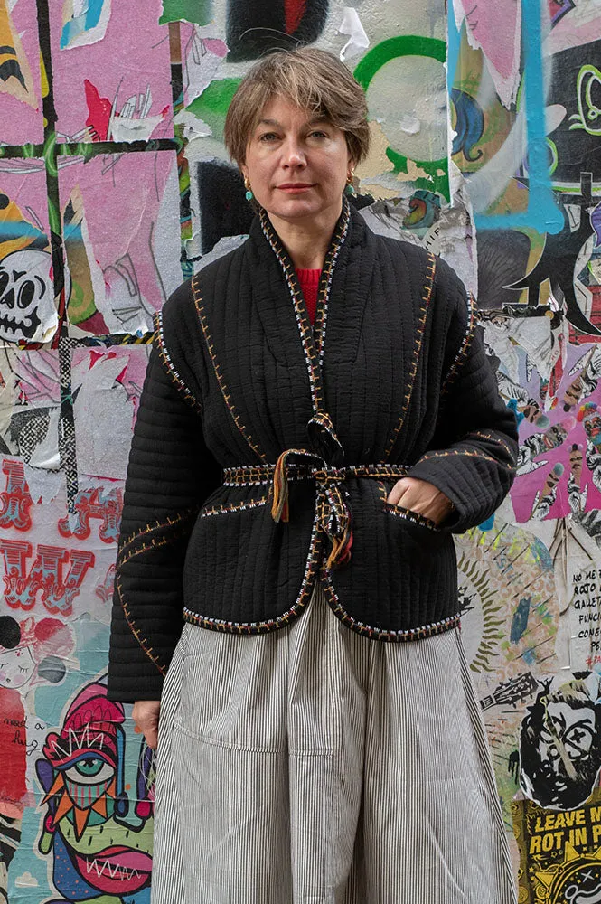 Ba&sh Cliago Black Embroidered Quilted Jacket