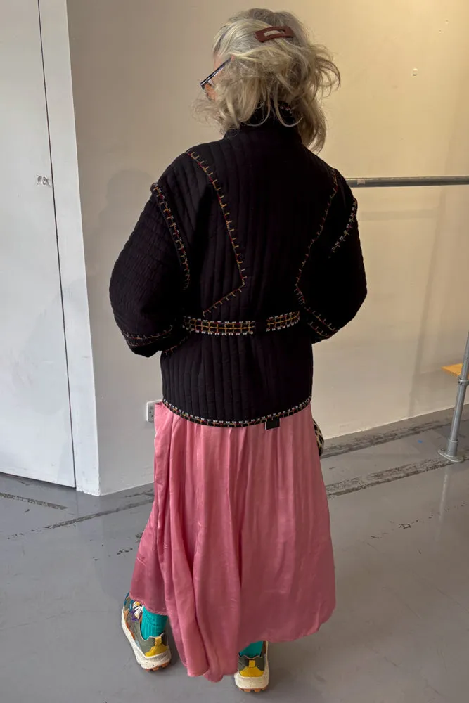 Ba&sh Cliago Black Embroidered Quilted Jacket