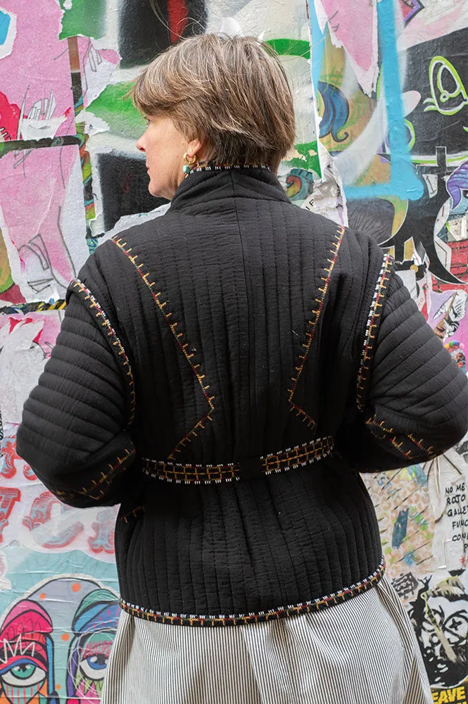 Ba&sh Cliago Black Embroidered Quilted Jacket