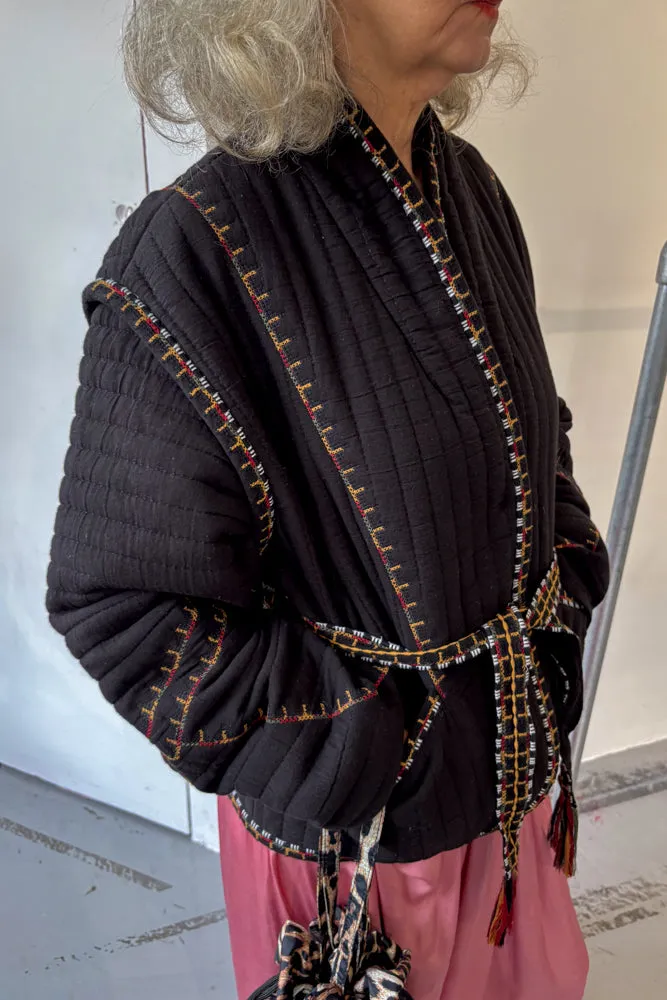 Ba&sh Cliago Black Embroidered Quilted Jacket