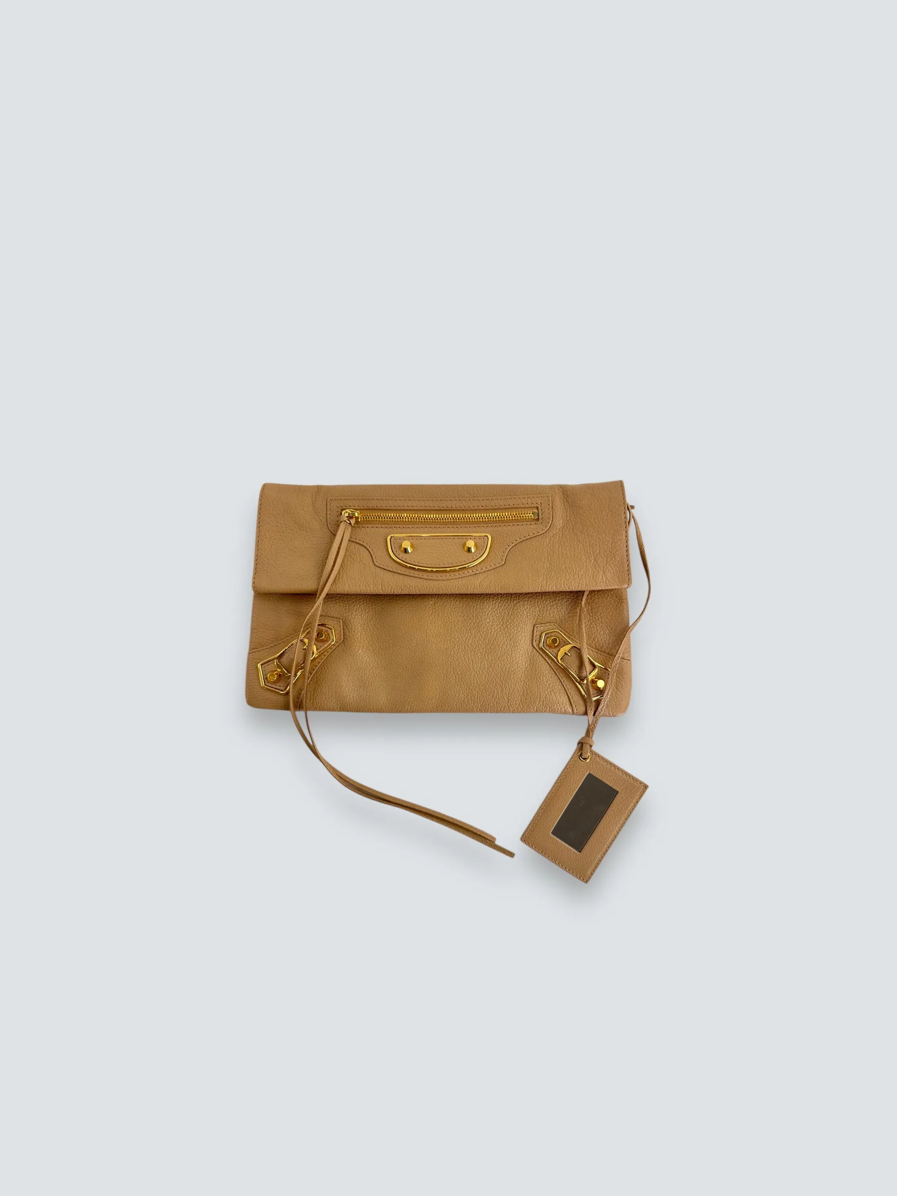Balenciaga Beige Leather Envelope Clutch