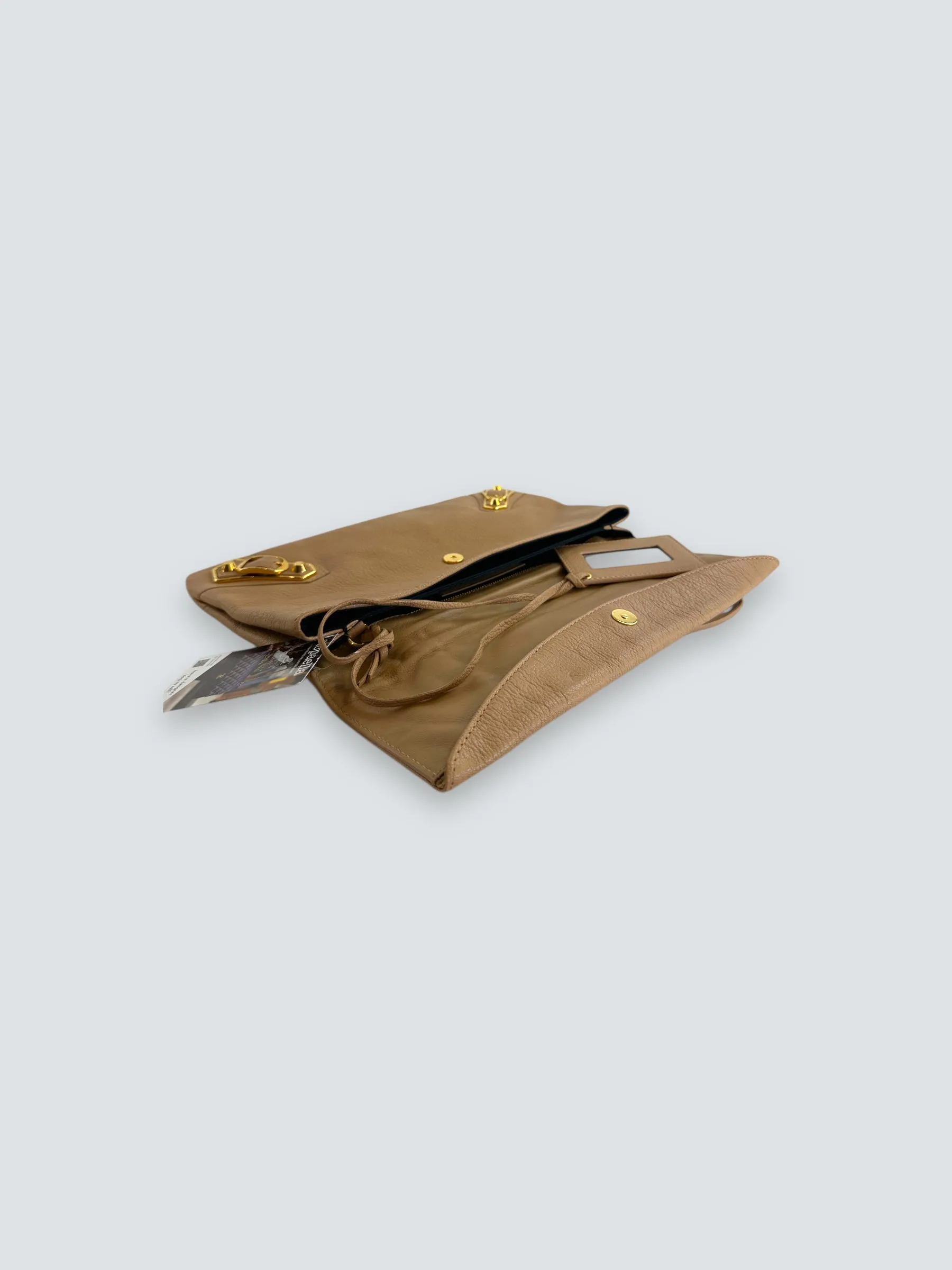 Balenciaga Beige Leather Envelope Clutch