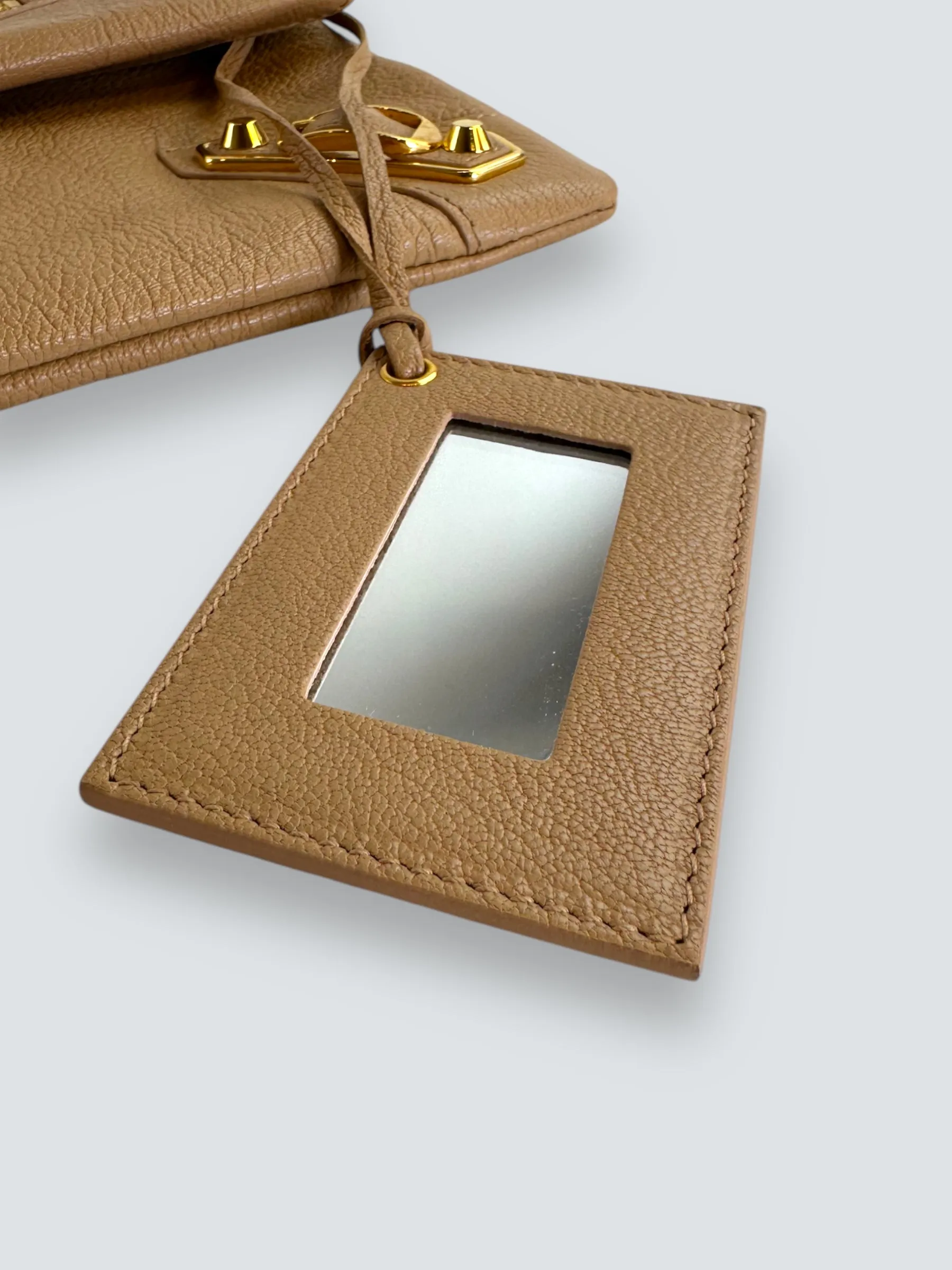Balenciaga Beige Leather Envelope Clutch