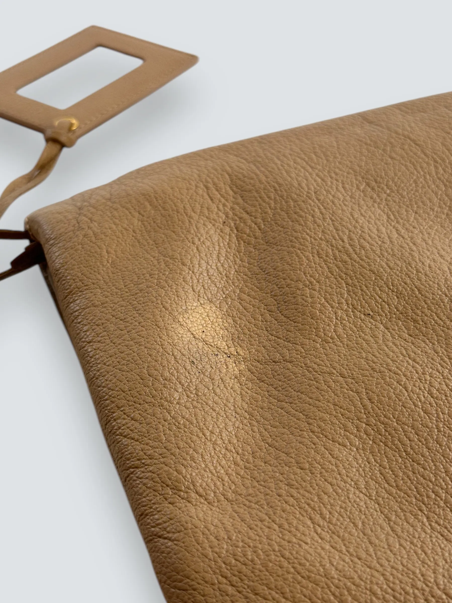 Balenciaga Beige Leather Envelope Clutch