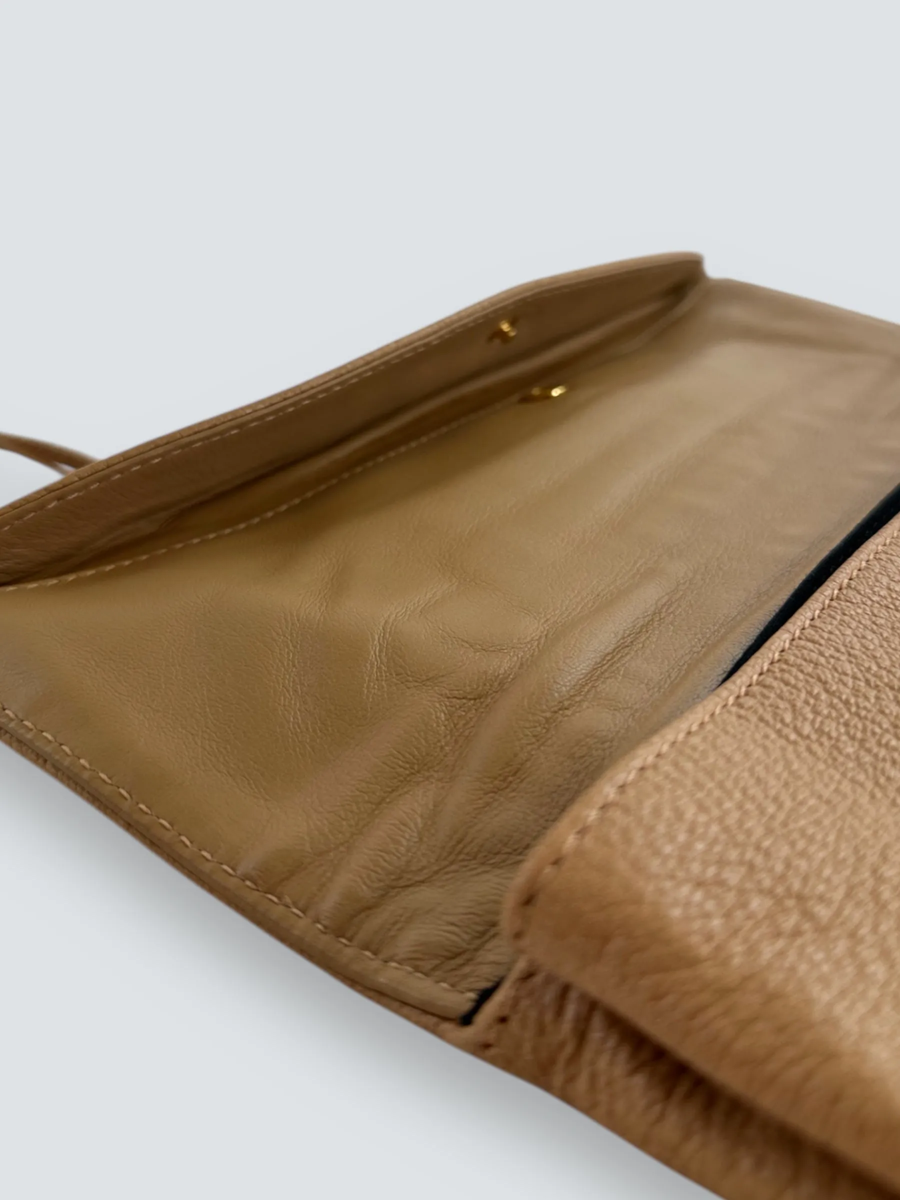 Balenciaga Beige Leather Envelope Clutch