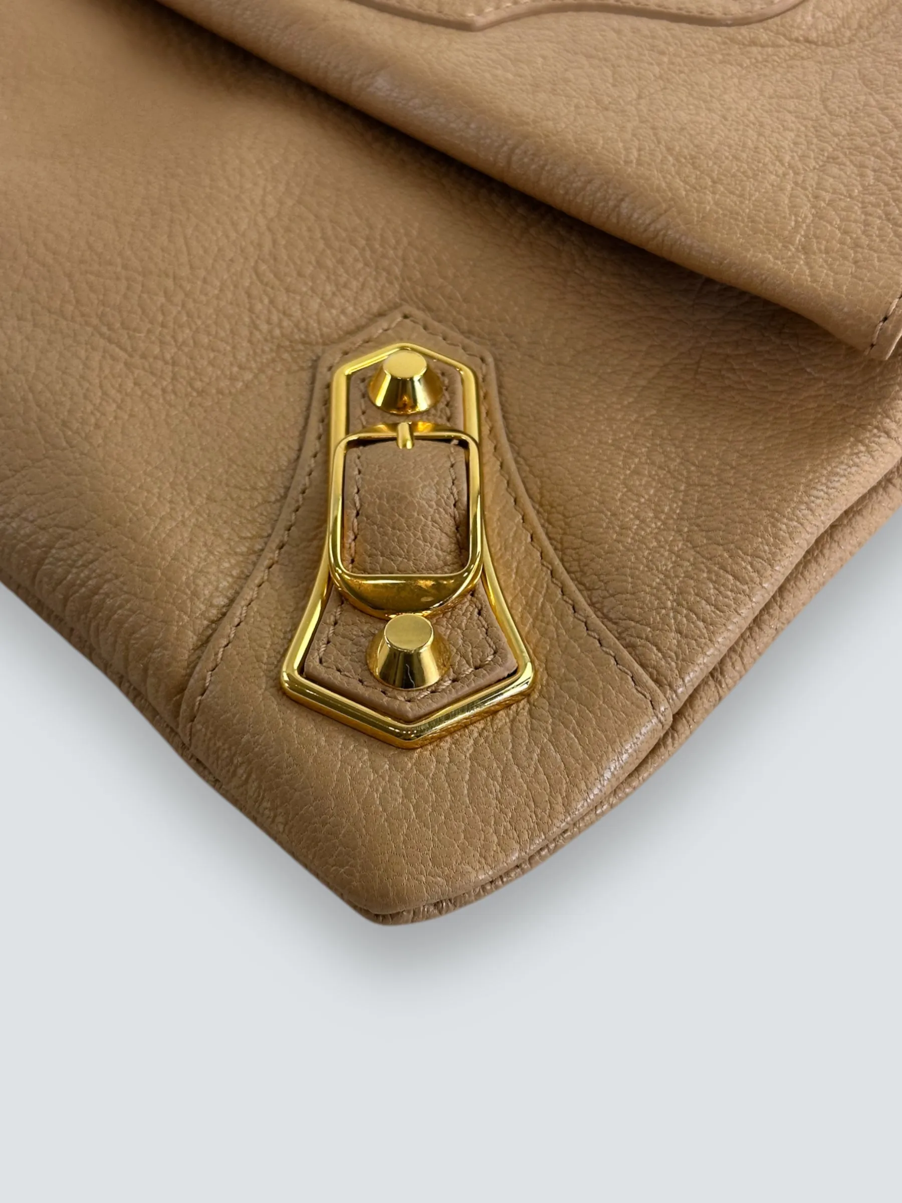 Balenciaga Beige Leather Envelope Clutch