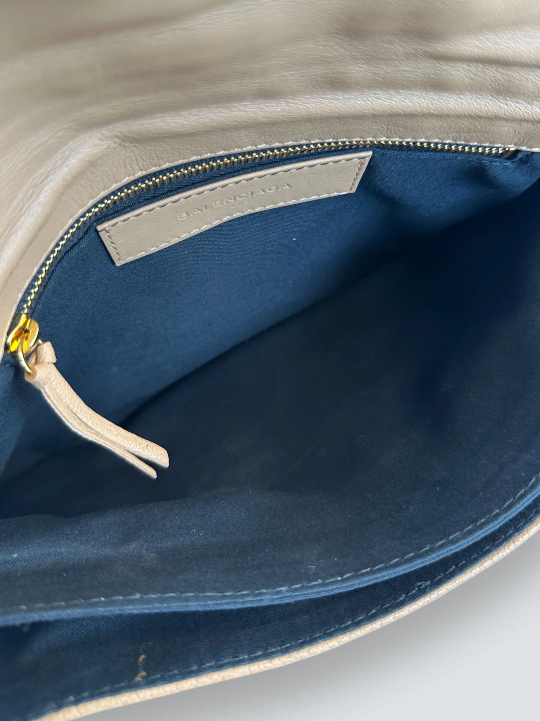 Balenciaga Beige Leather Envelope Clutch