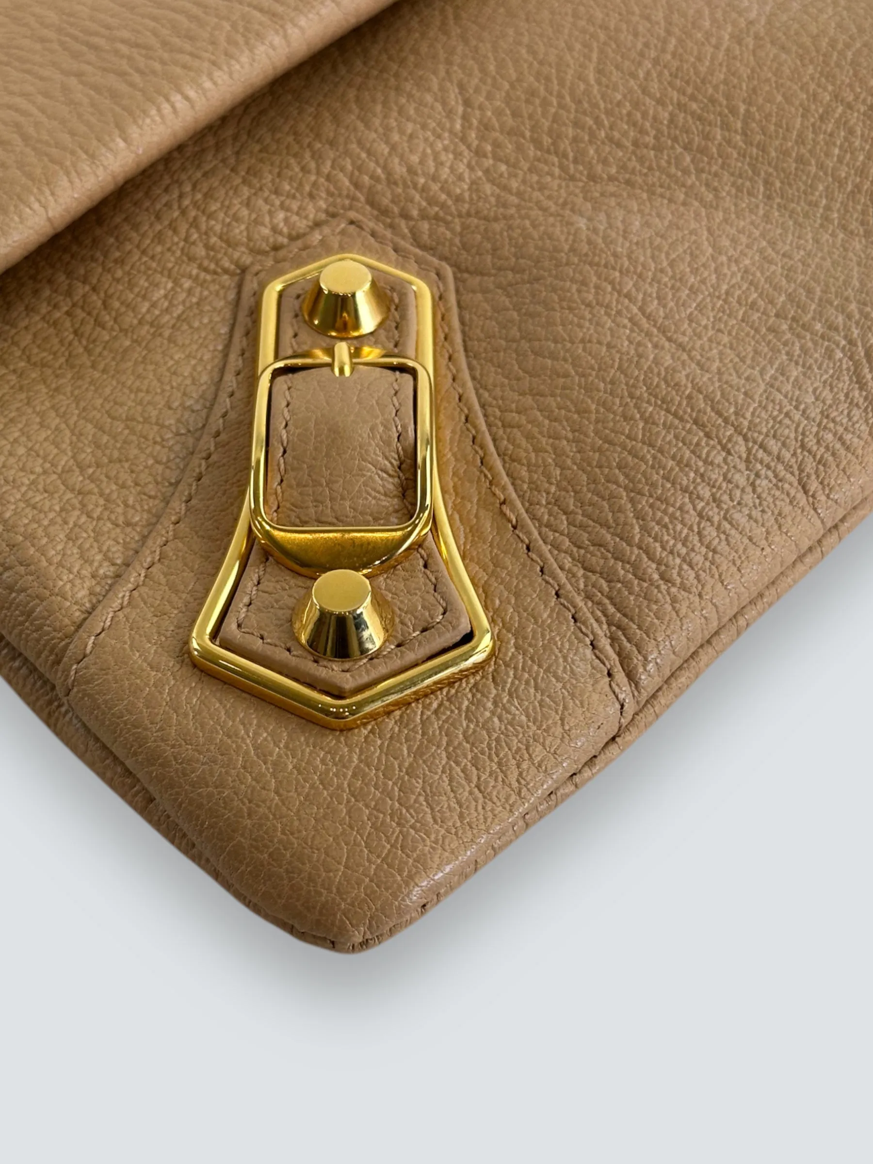 Balenciaga Beige Leather Envelope Clutch