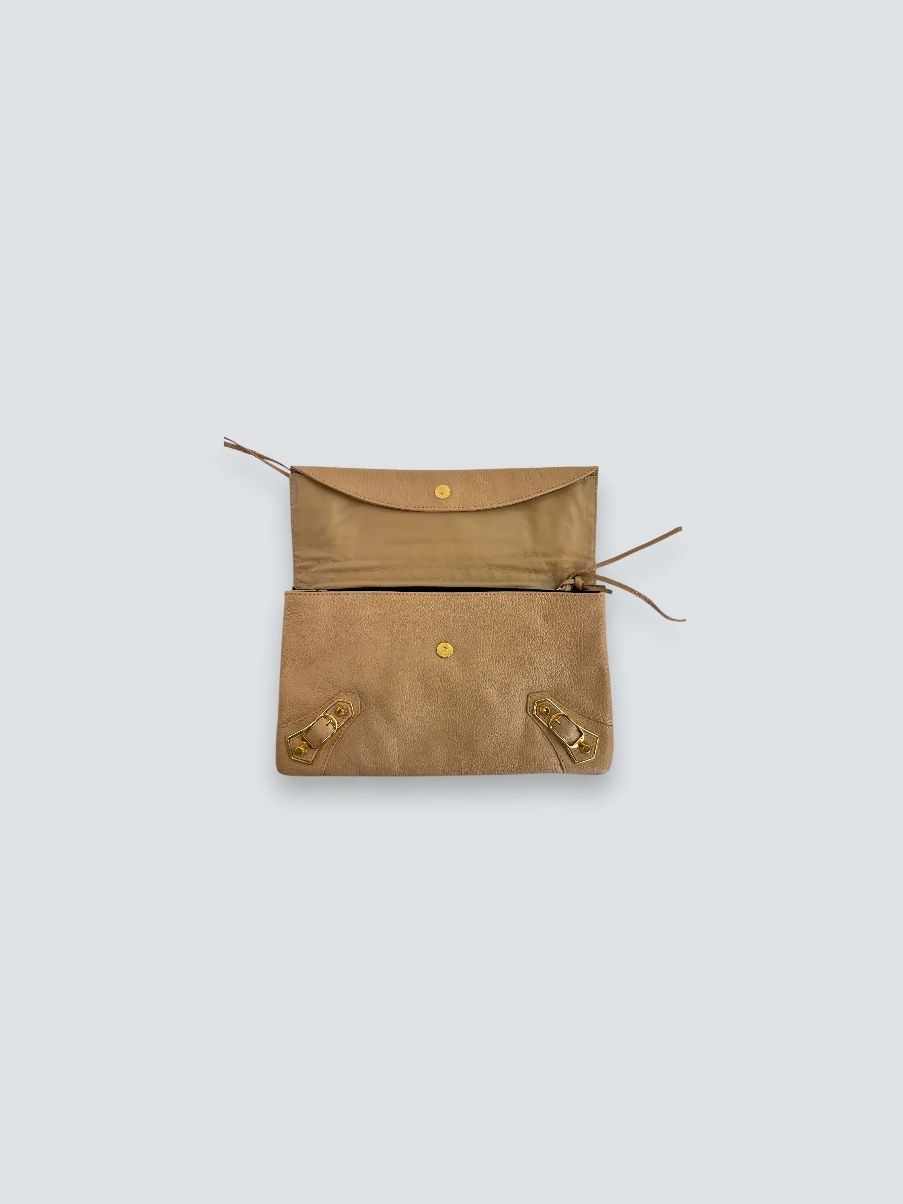 Balenciaga Beige Leather Envelope Clutch