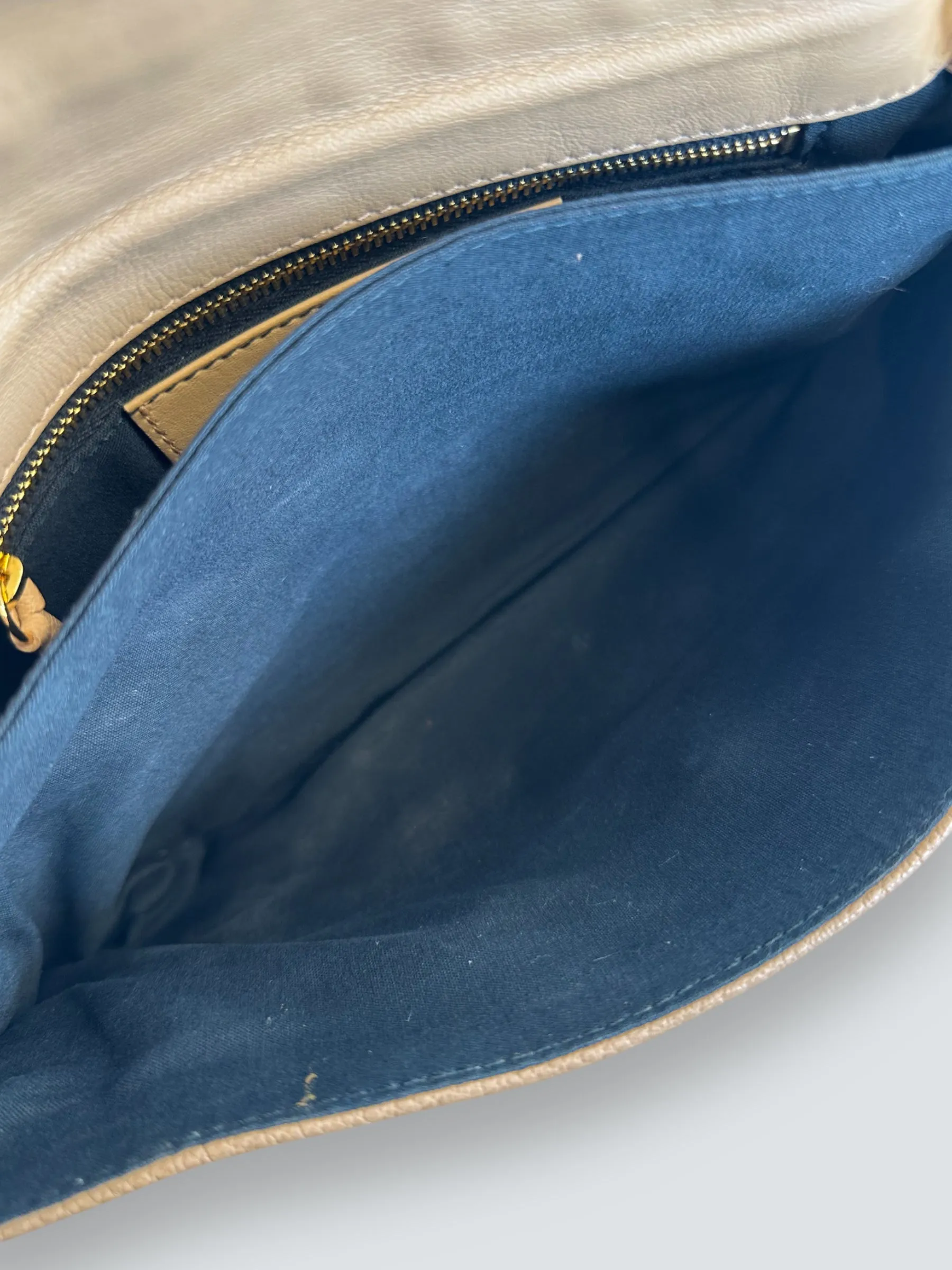 Balenciaga Beige Leather Envelope Clutch
