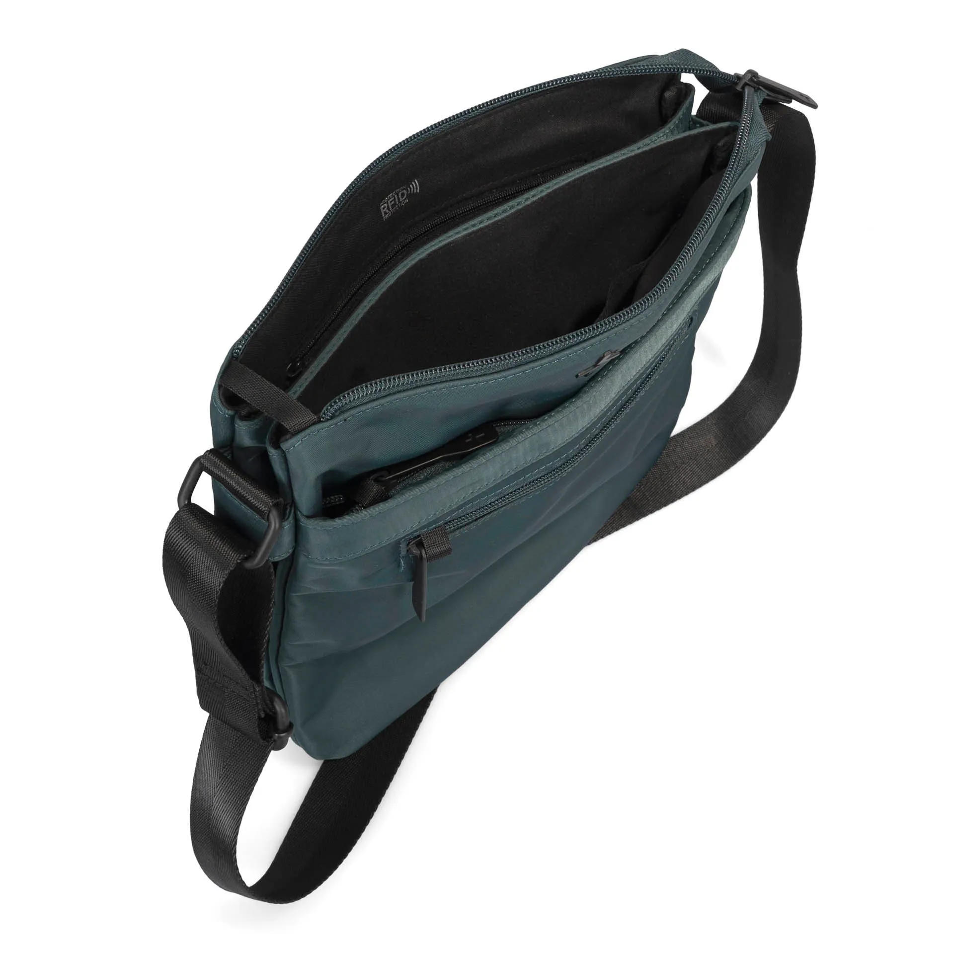 Basic Nylon RFID 2-Gusset Crossbody Bag