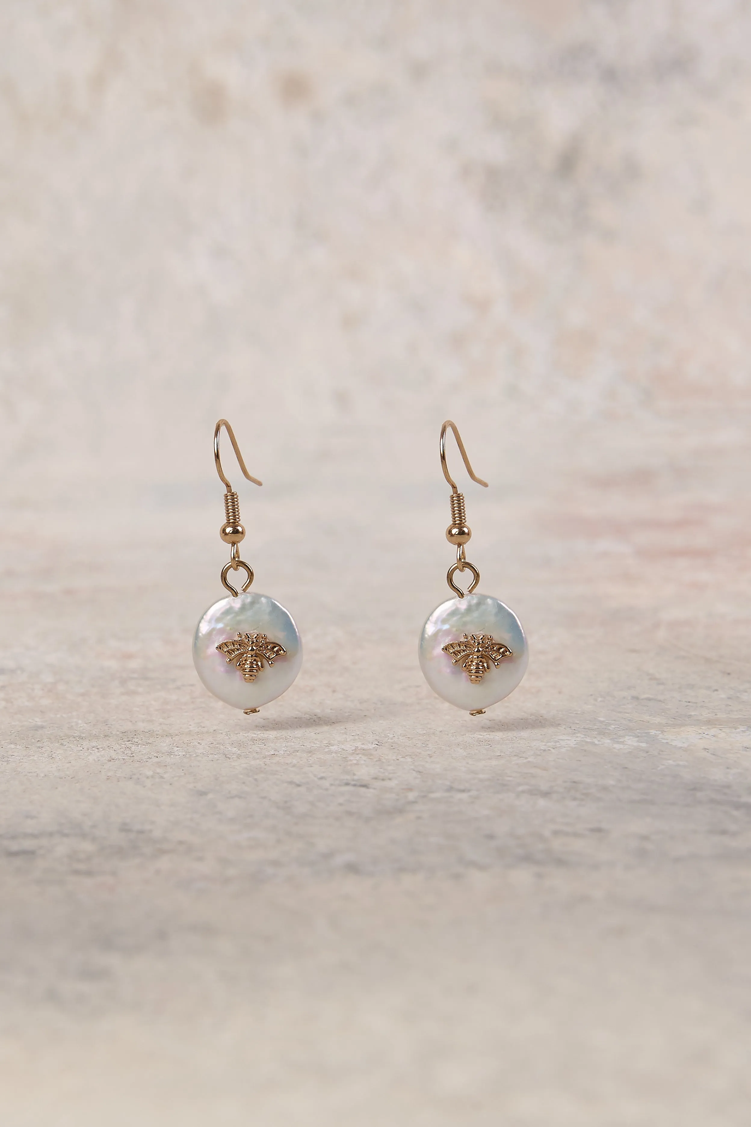 Bee Pearl Earrings - White