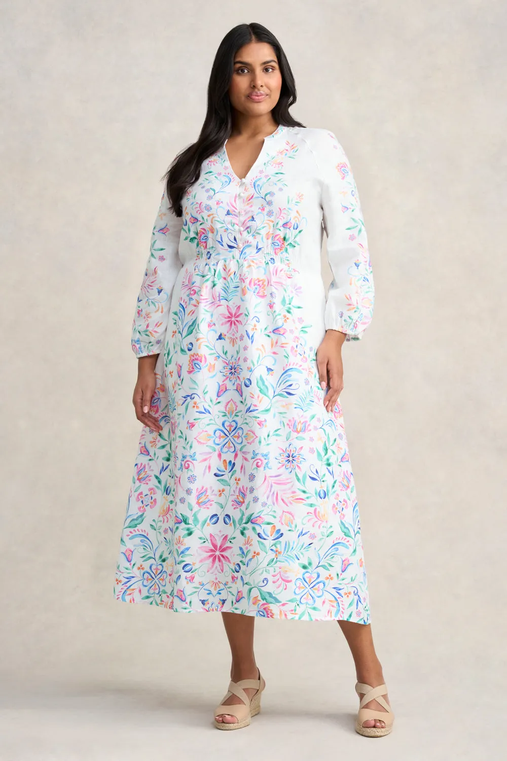 Border Print Midi Dress - Jeanne Border Print