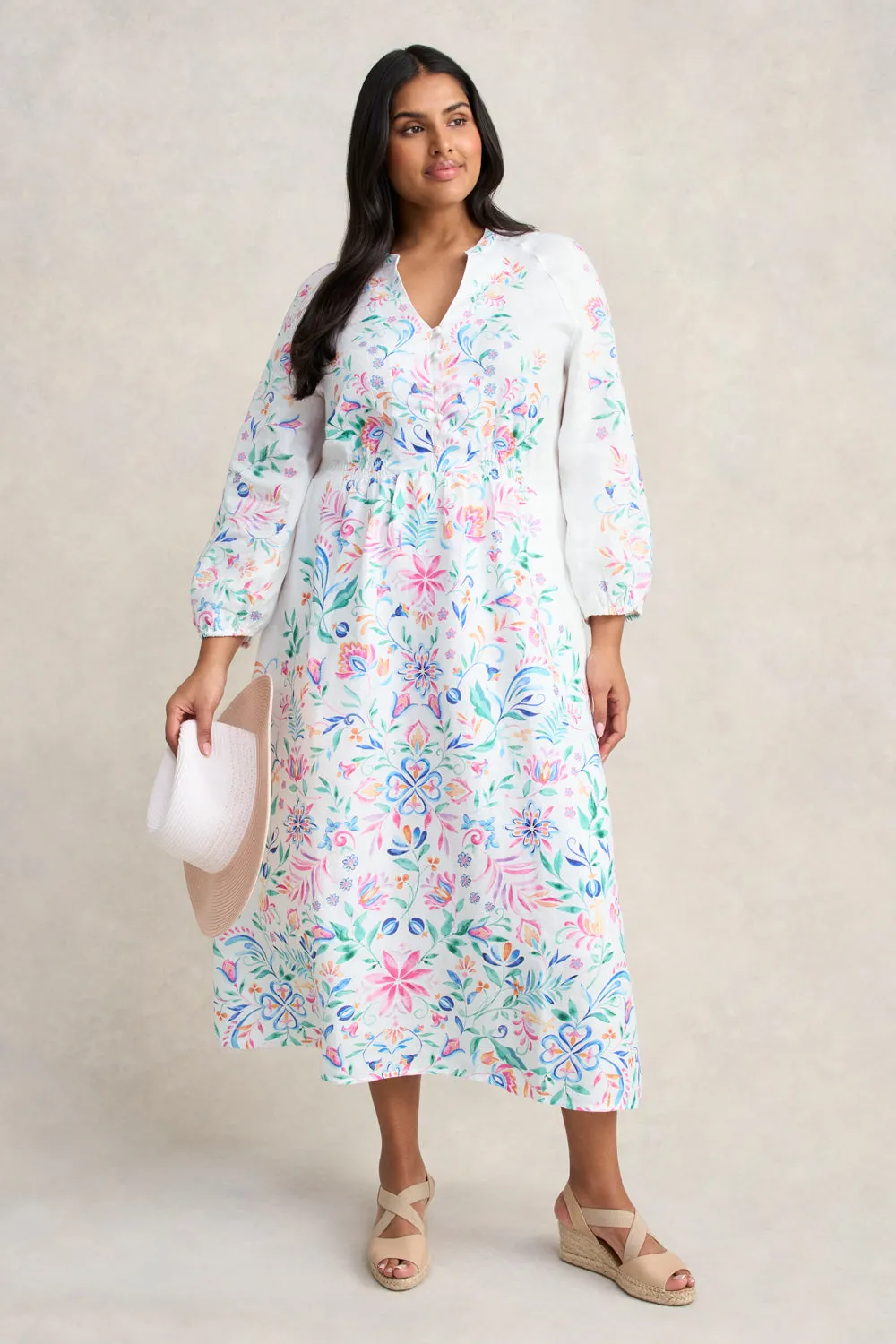 Border Print Midi Dress - Jeanne Border Print