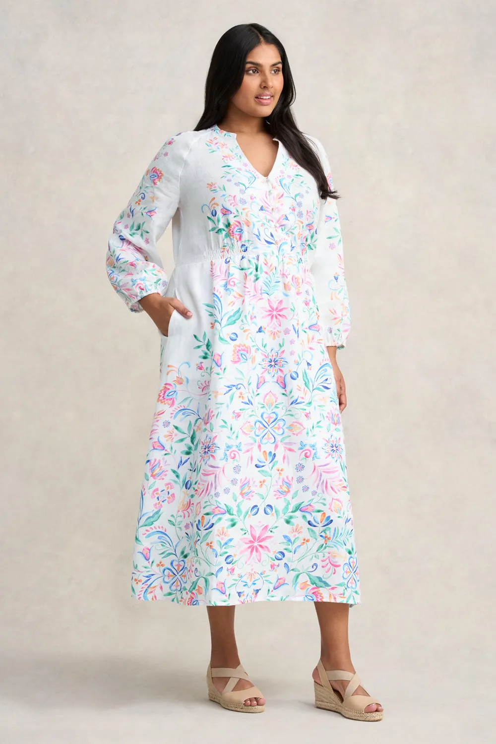 Border Print Midi Dress - Jeanne Border Print