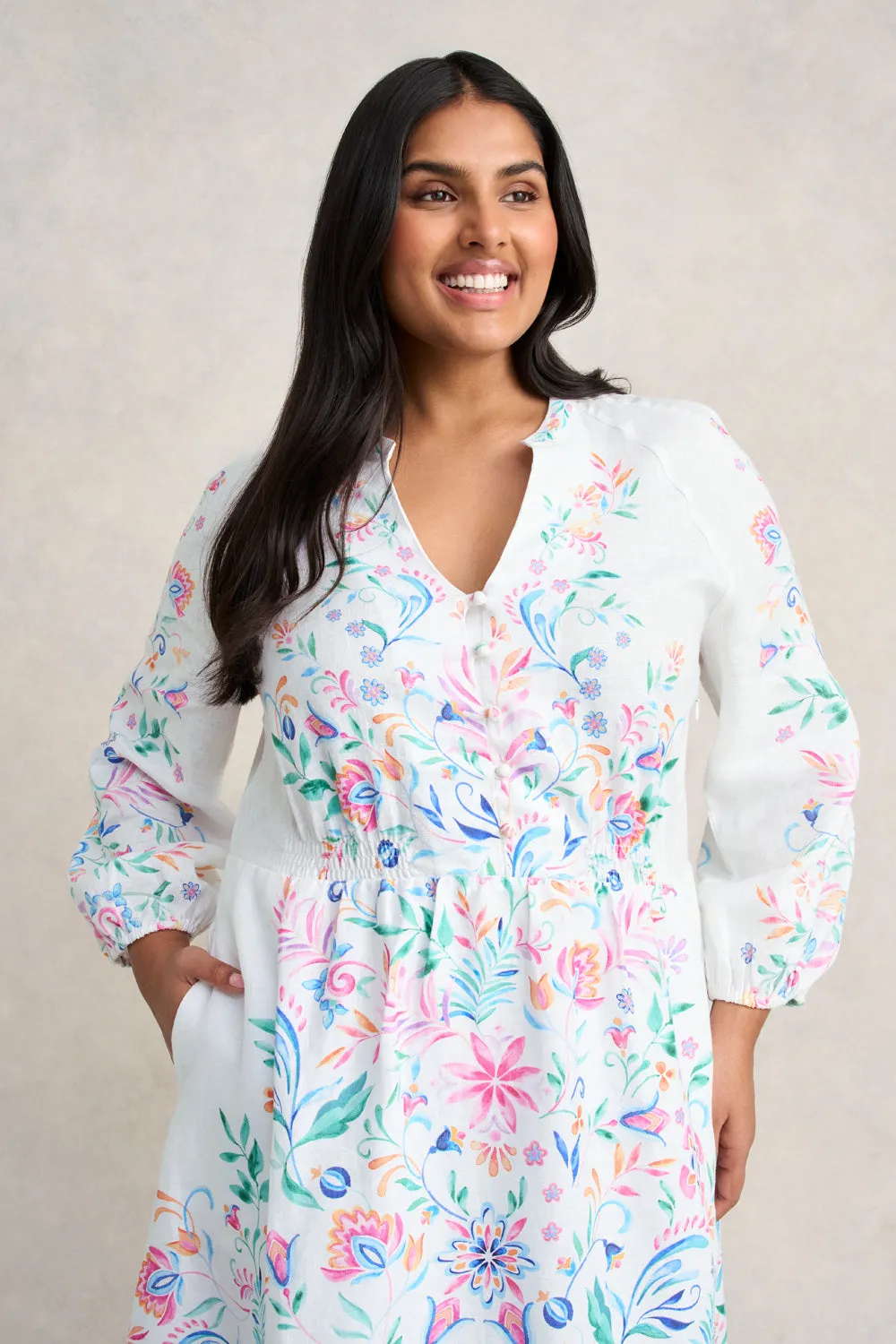 Border Print Midi Dress - Jeanne Border Print