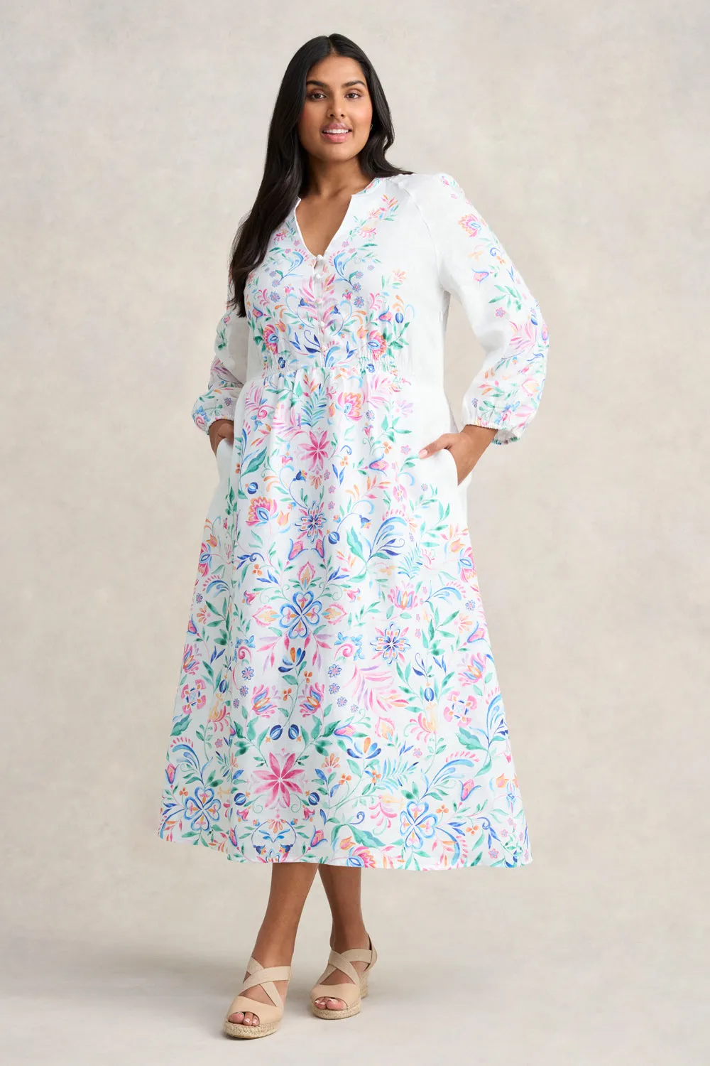 Border Print Midi Dress - Jeanne Border Print