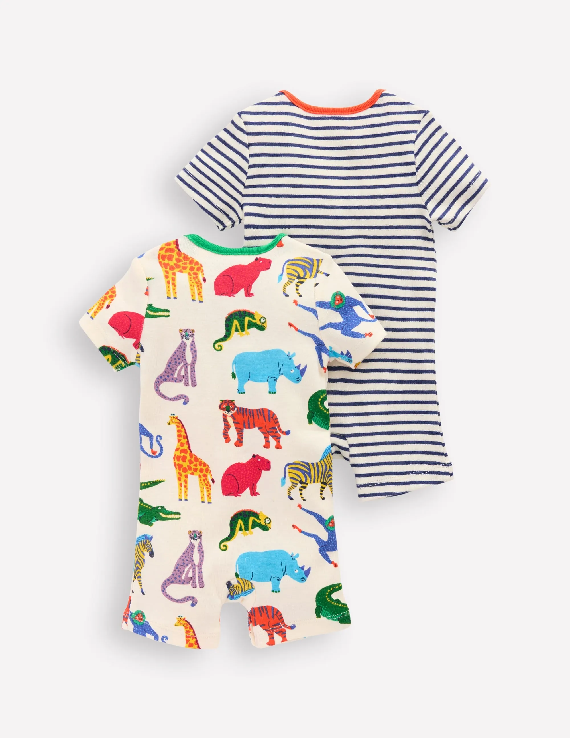 Boys Twin Pack Short Rompers-Multi Jungle Crowd