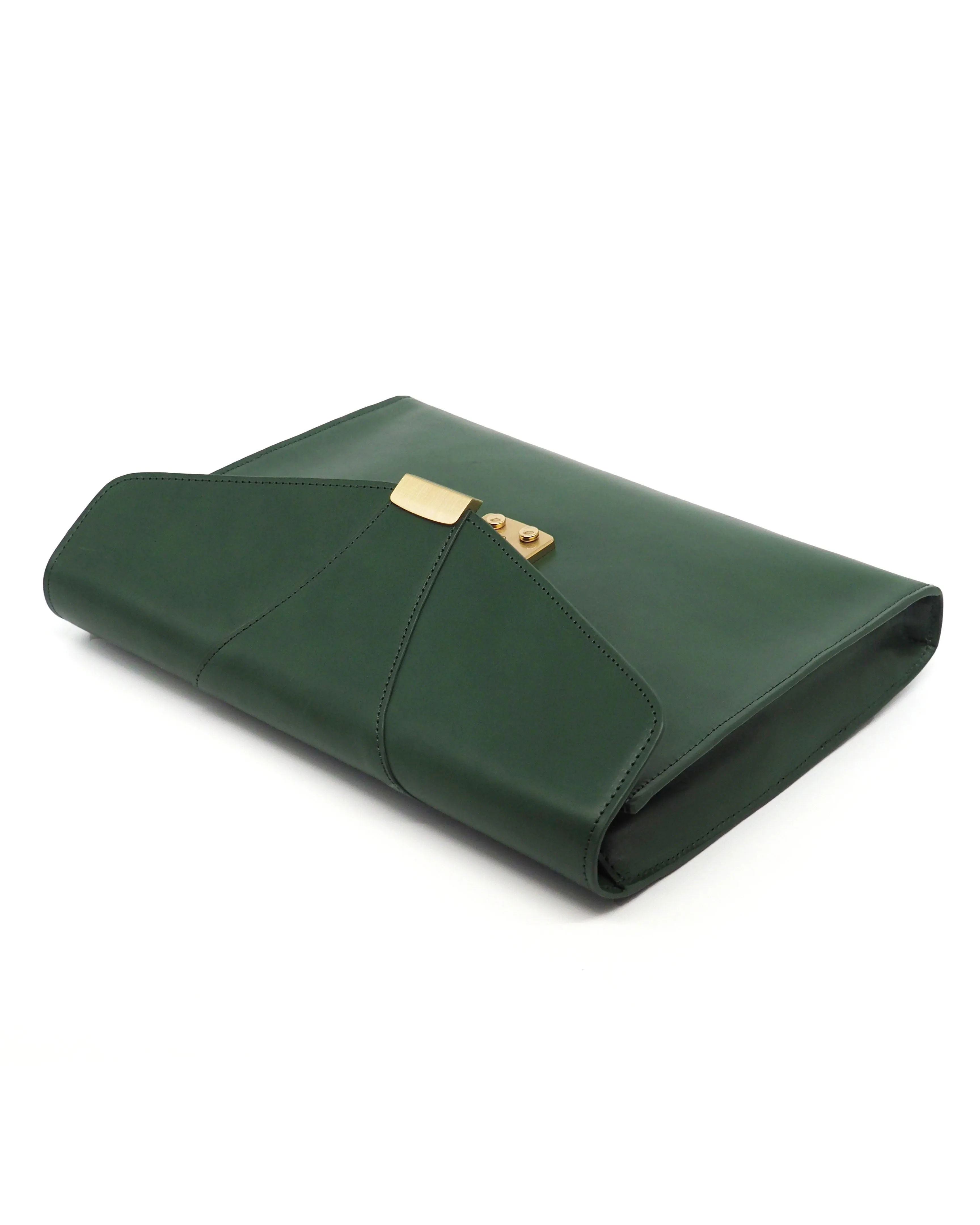 Brass Lock Leather Portfolio (Emerald Green)
