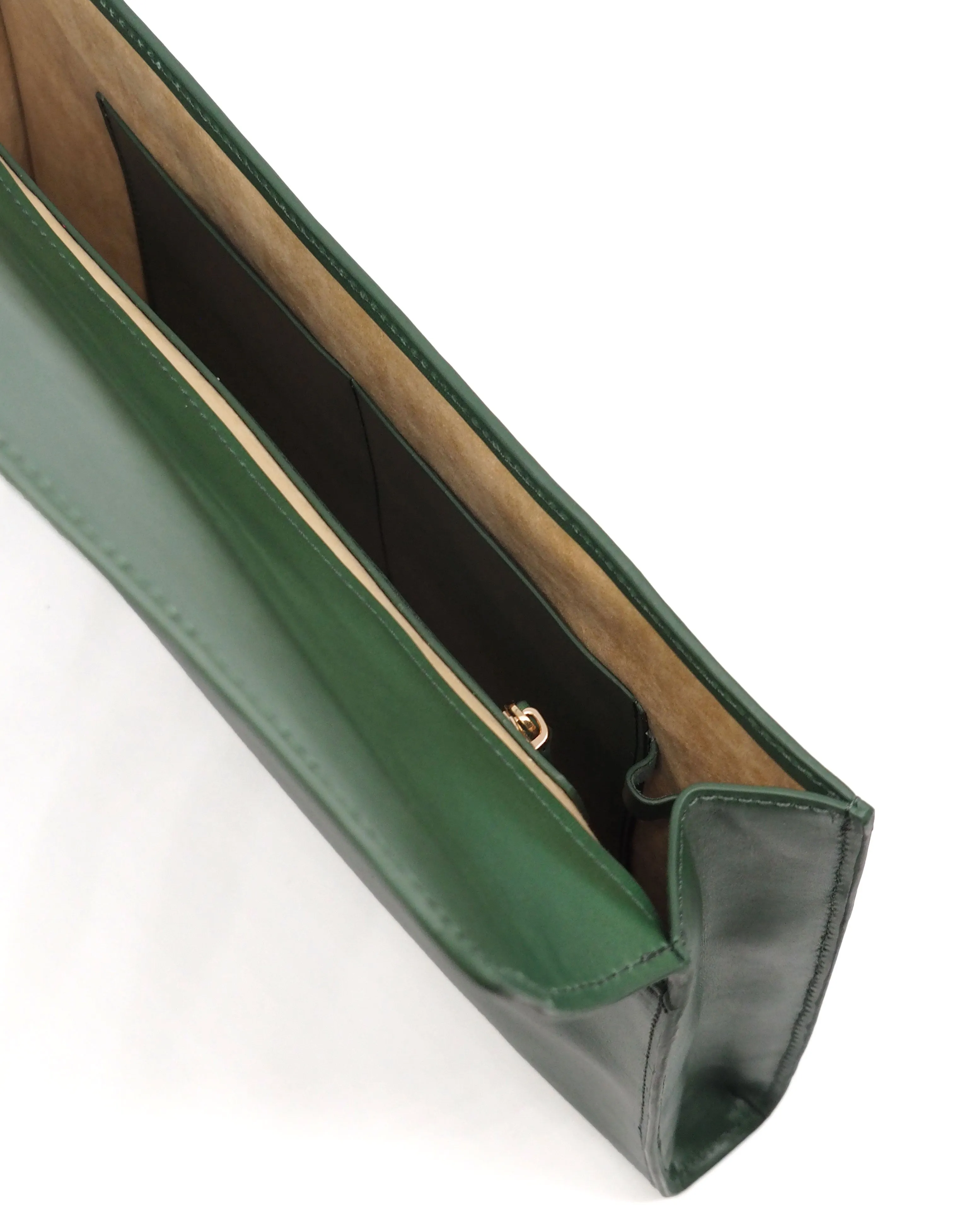Brass Lock Leather Portfolio (Emerald Green)