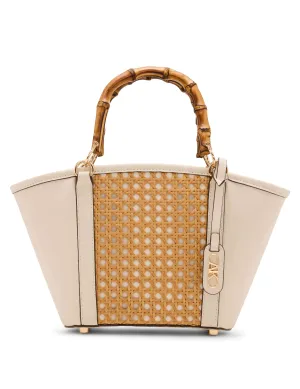 Caining Bamboo Handle Tote with Convertible Strap