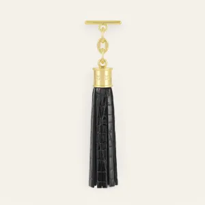 Capsule Tassel | Black Patent Croc with Gold hardware