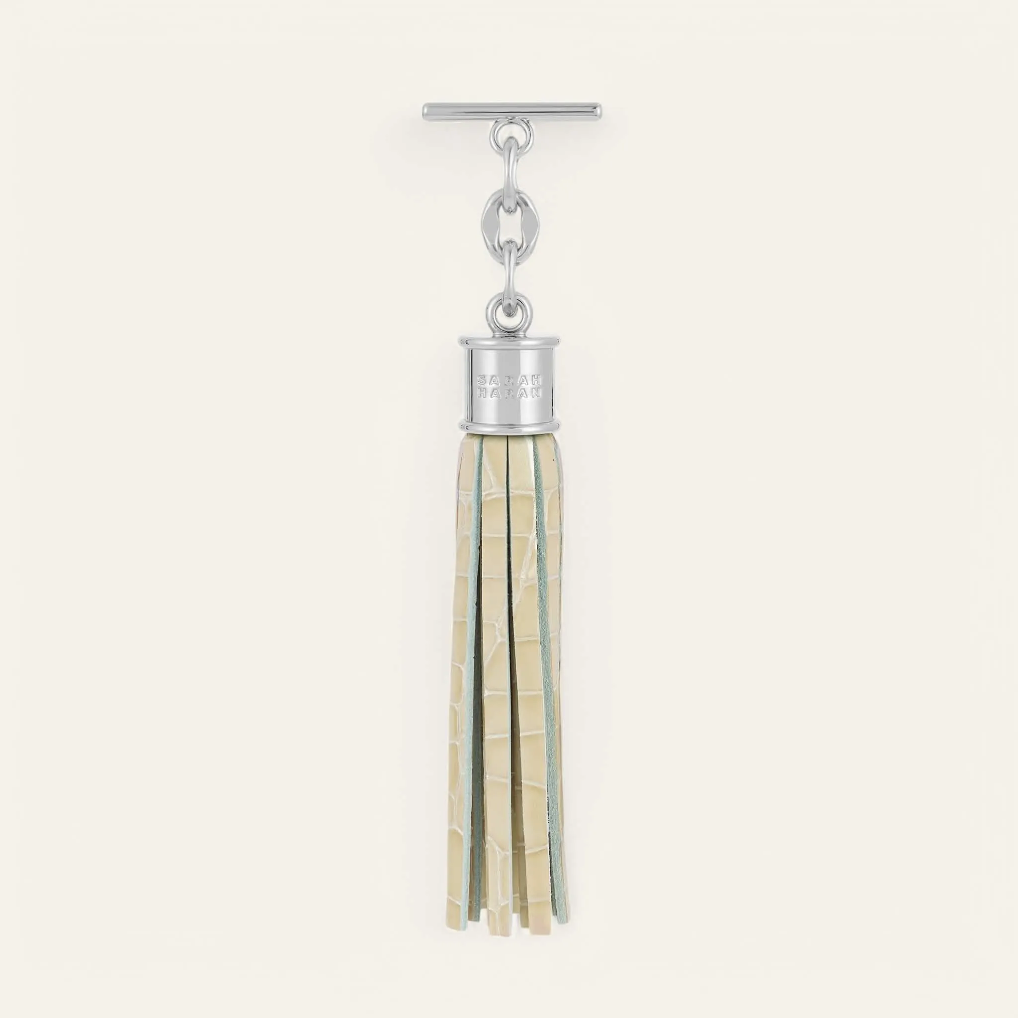 Capsule Tassel | Cream Patent Croc with Silver hardware