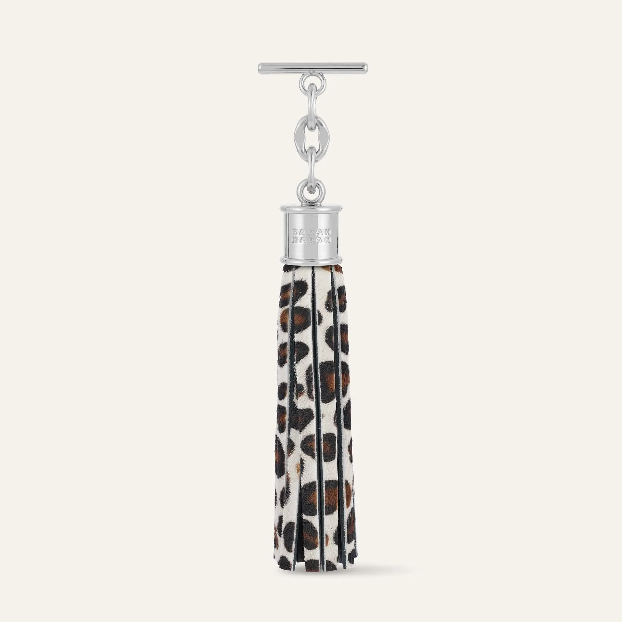 Capsule Tassel | Leopard Cream with Silver hardware