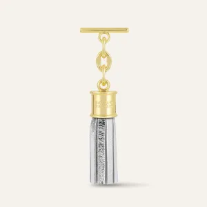 Capsule Tassel Mini | Metallic Silver with Gold hardware