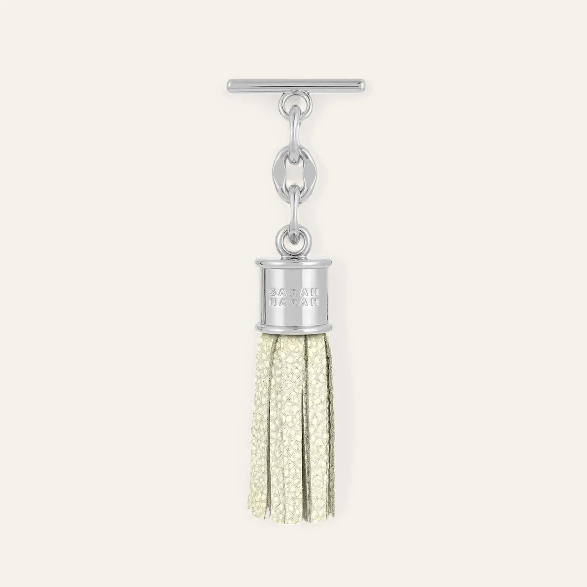 Capsule Tassel Mini | White Iced Shimmer with Silver hardware
