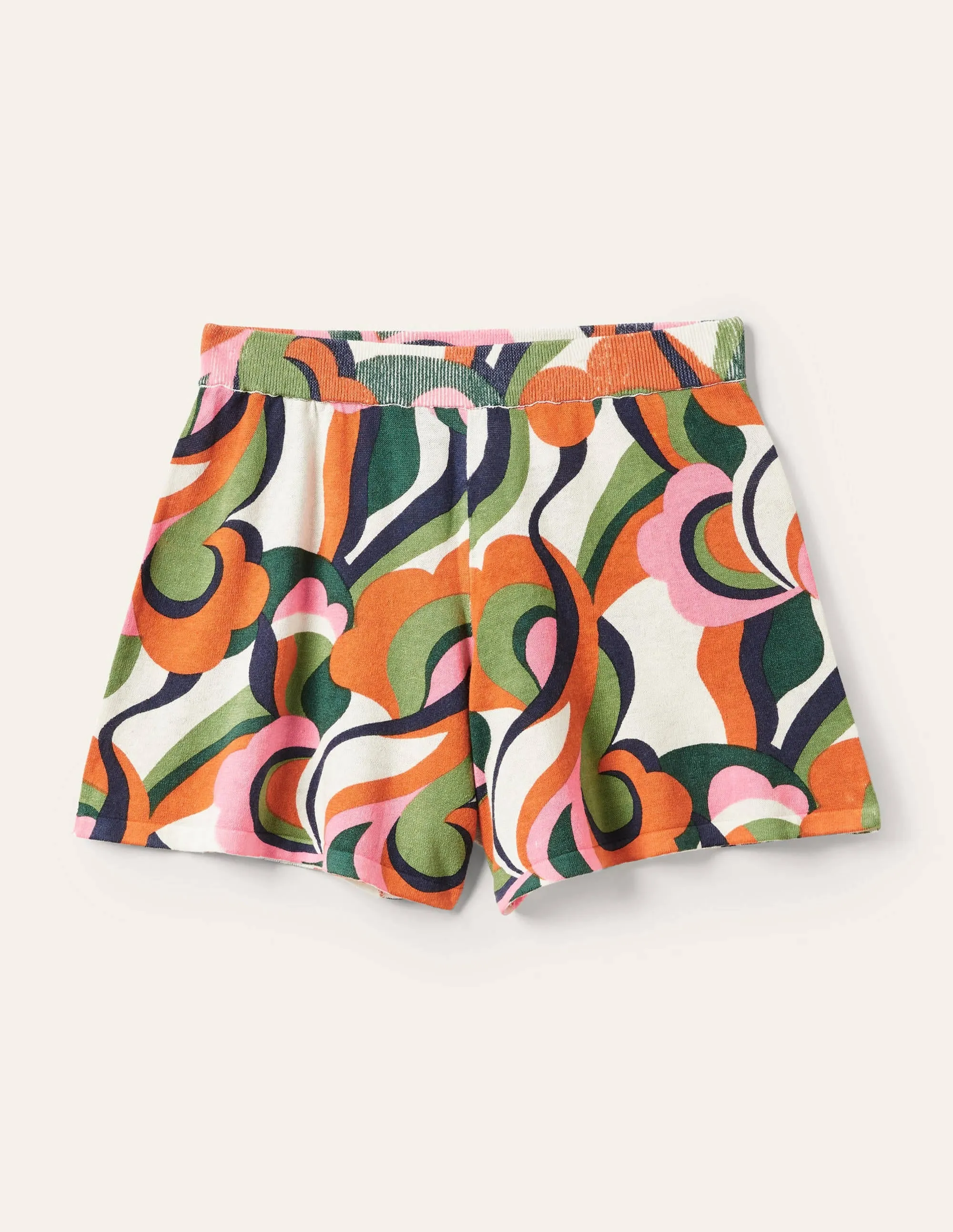 Cara Knitted Shorts-Abstract Swirl. Multi