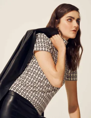 Chainlink Mock Neck Knit Top- Sale