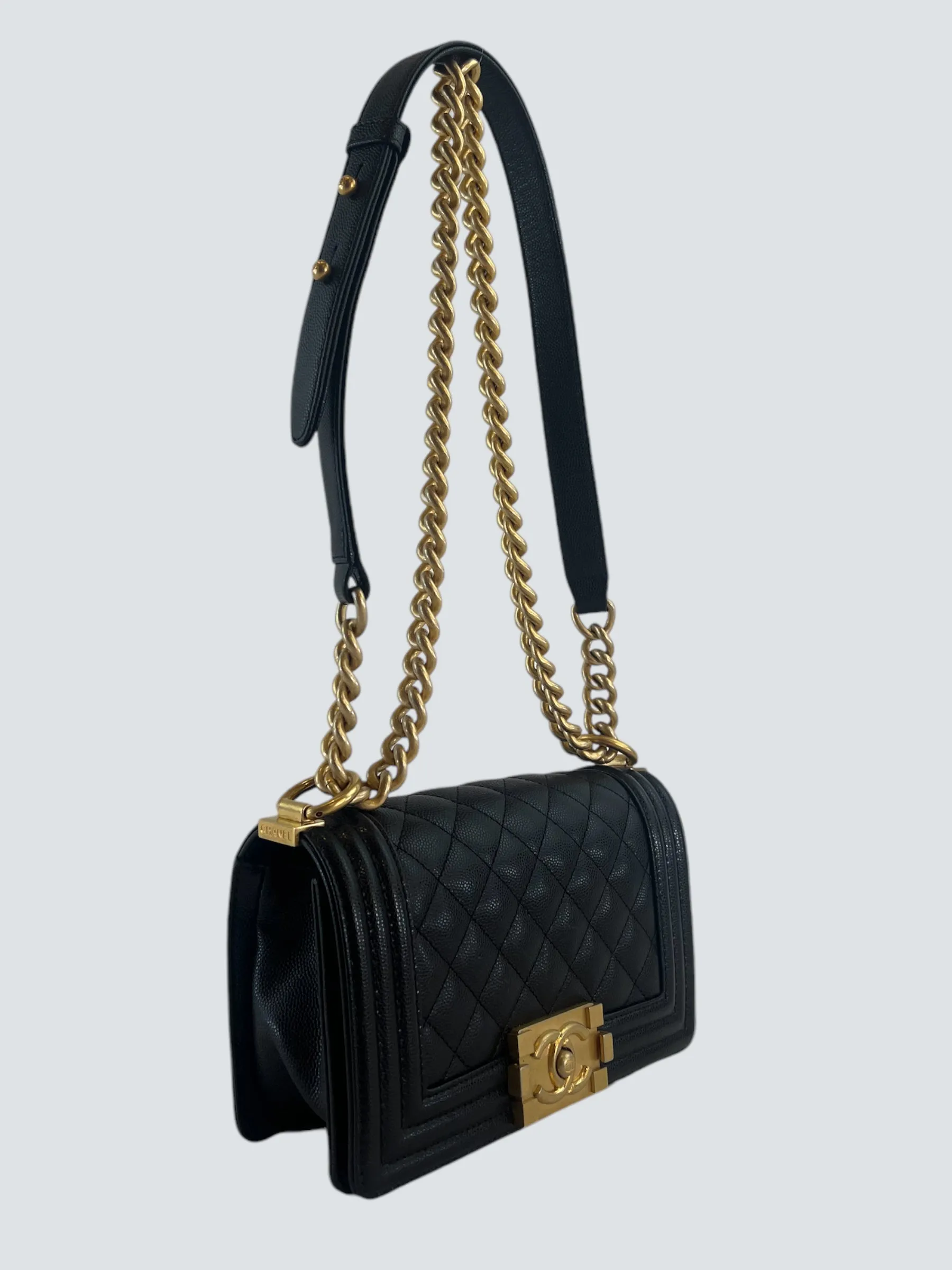 Chanel Black Caviar Leather Mini Boy Crossbody