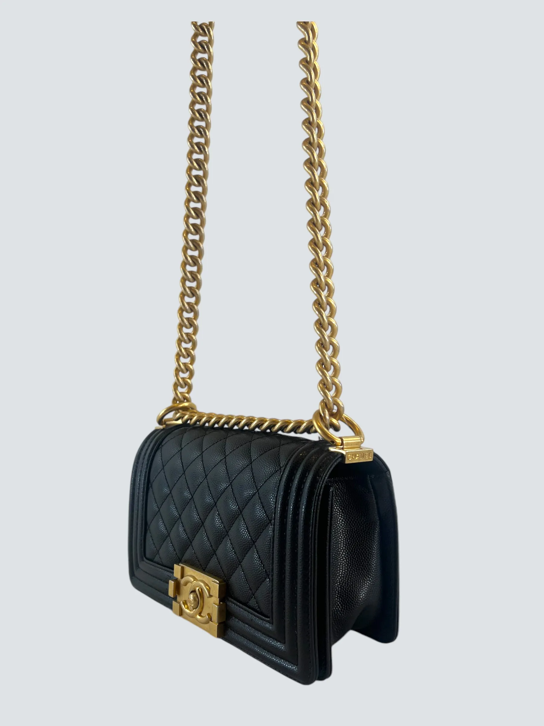 Chanel Black Caviar Leather Mini Boy Crossbody